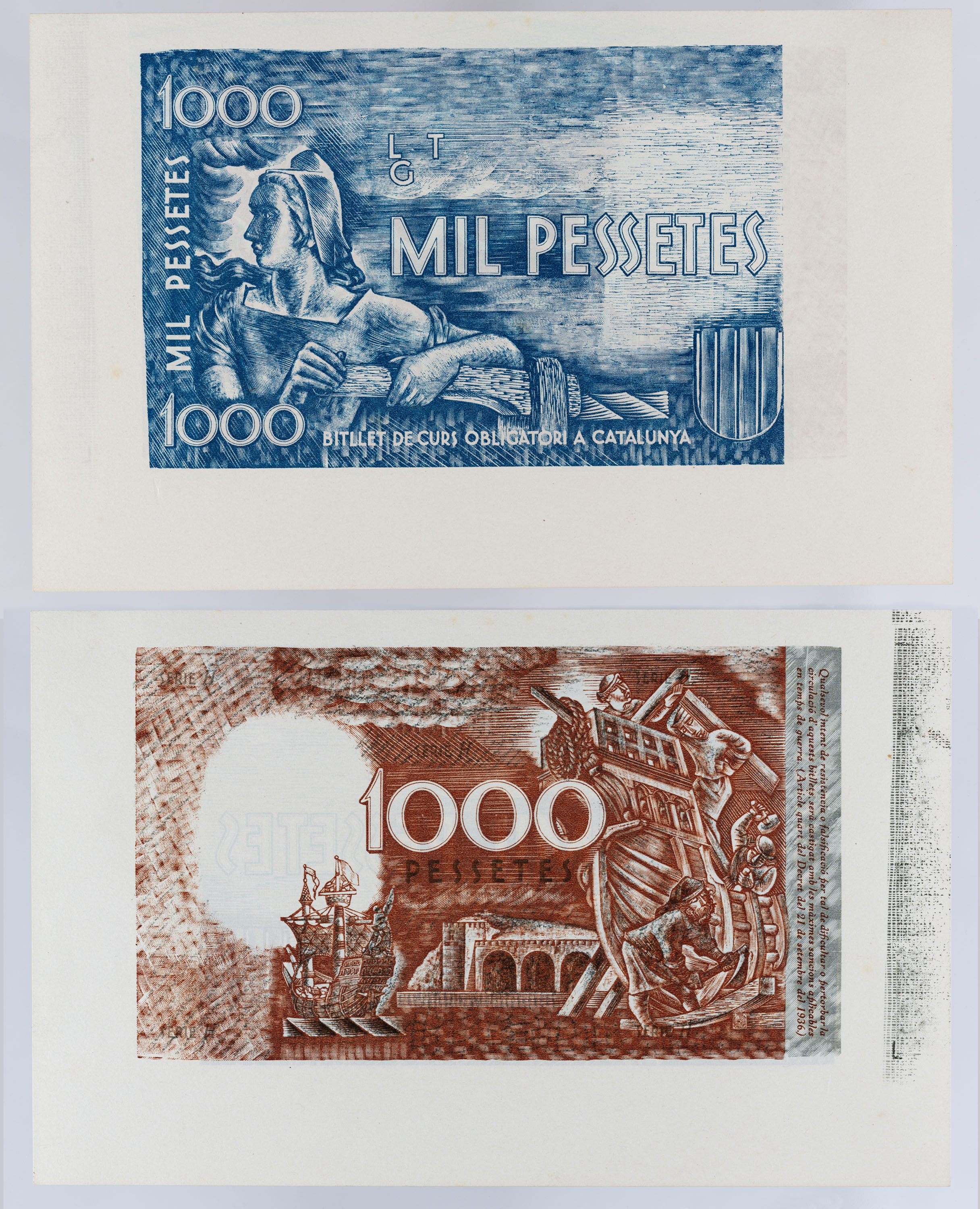 image for: Generalitat de Catalunya - 1000 pessetes (prova) - 1936-1937 (10.08.1950)