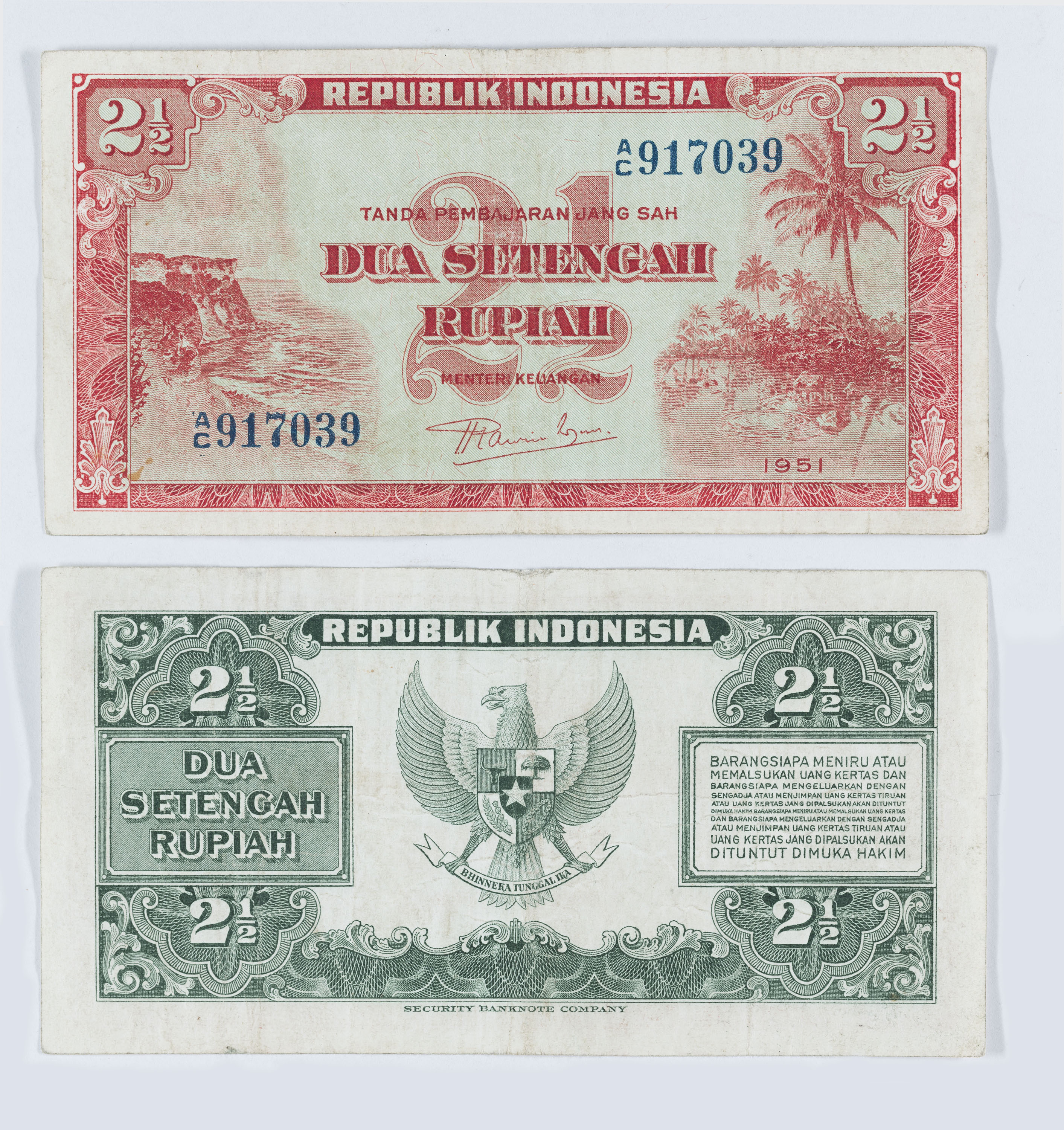 image for: República d’Indonèsia - 2 1/2 rúpies - 1951