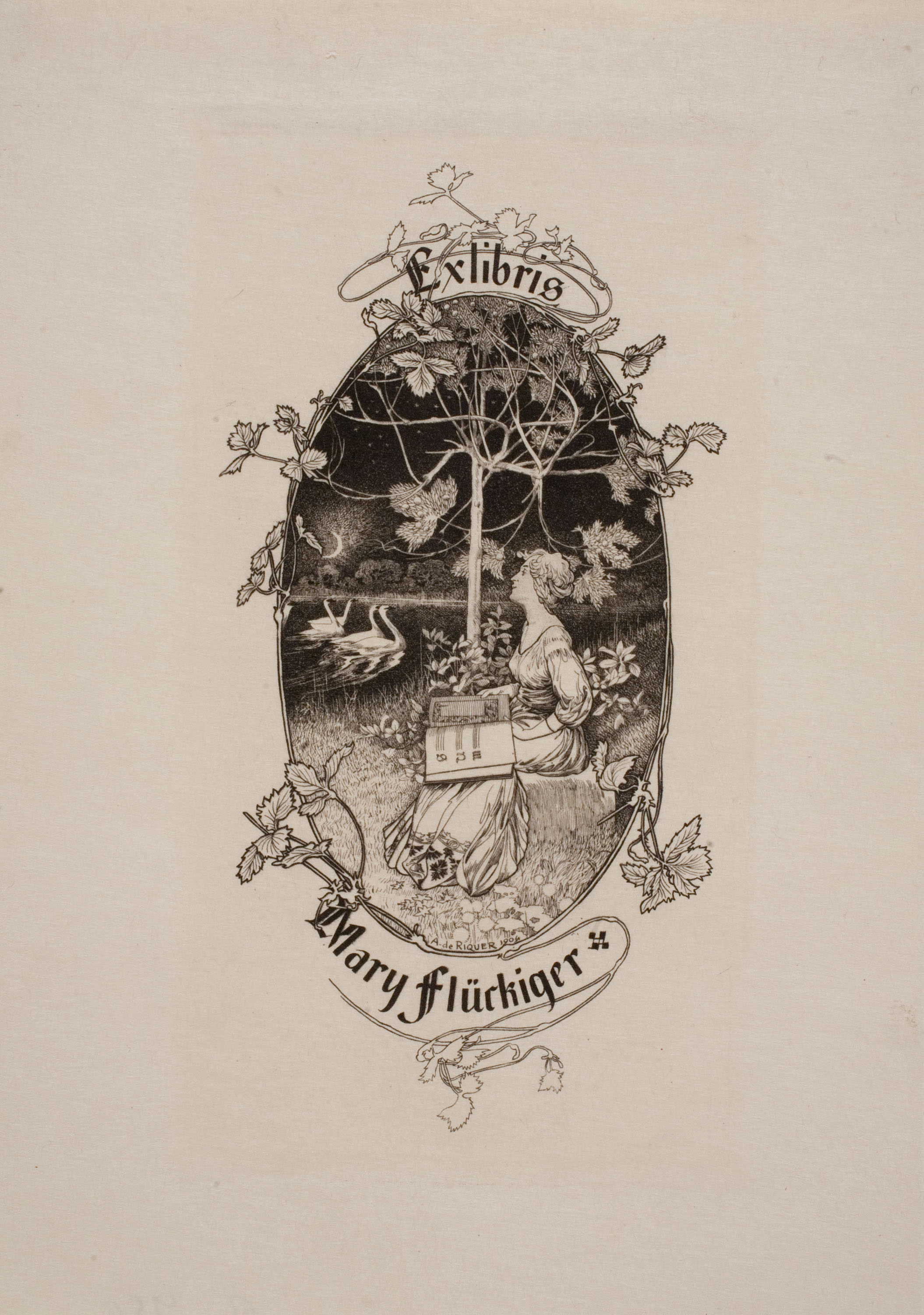 image for: Alexandre de Riquer - Exlibris Mary Flückiger - 1904