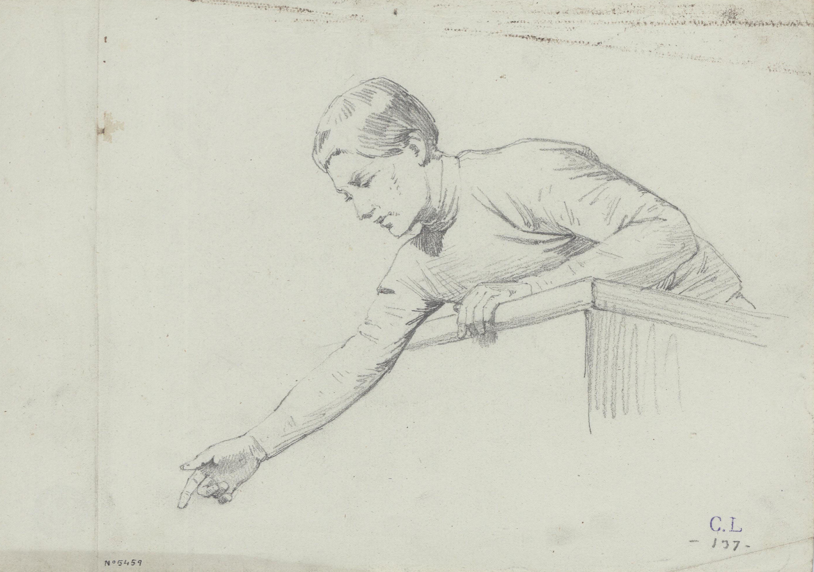 image for: Claudi Lorenzale - Estudi de Jove abocat a una tribuna per al quadre «Els ambaixadors de la Diputació a Vilafranca prohibeixen a la reina Joana que acompanyi el Príncep de Viana a Barcelona» - Cap a 1870
