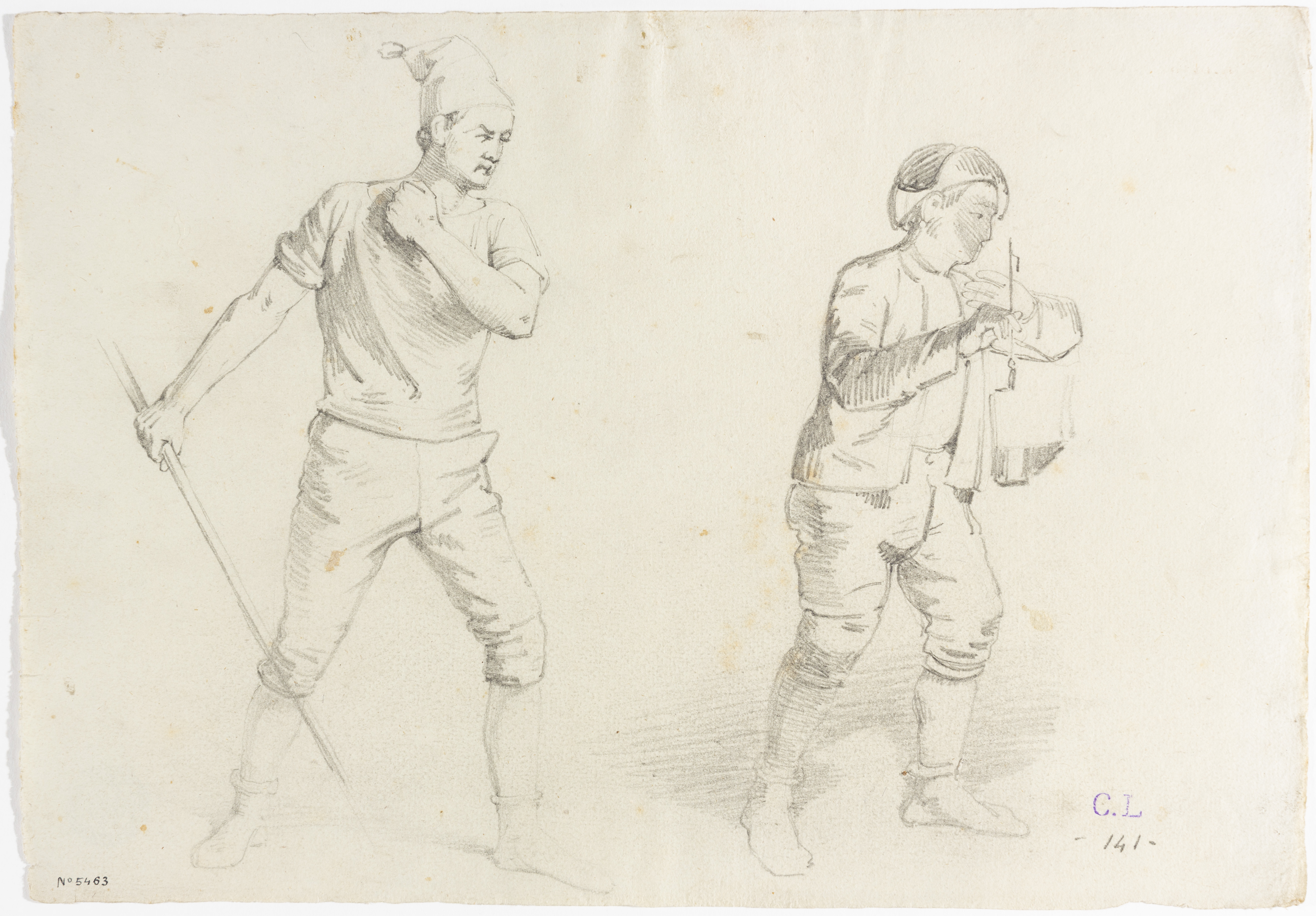 image for: Claudi Lorenzale - Estudis de figures masculines - Cap a 1850-1870