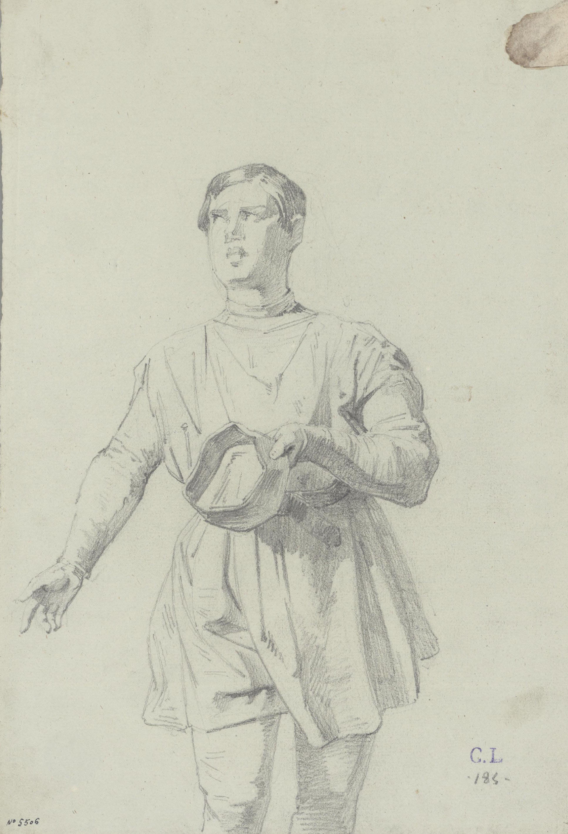 image for: Claudi Lorenzale - Home amb indumentària medieval - Cap a 1850-1870