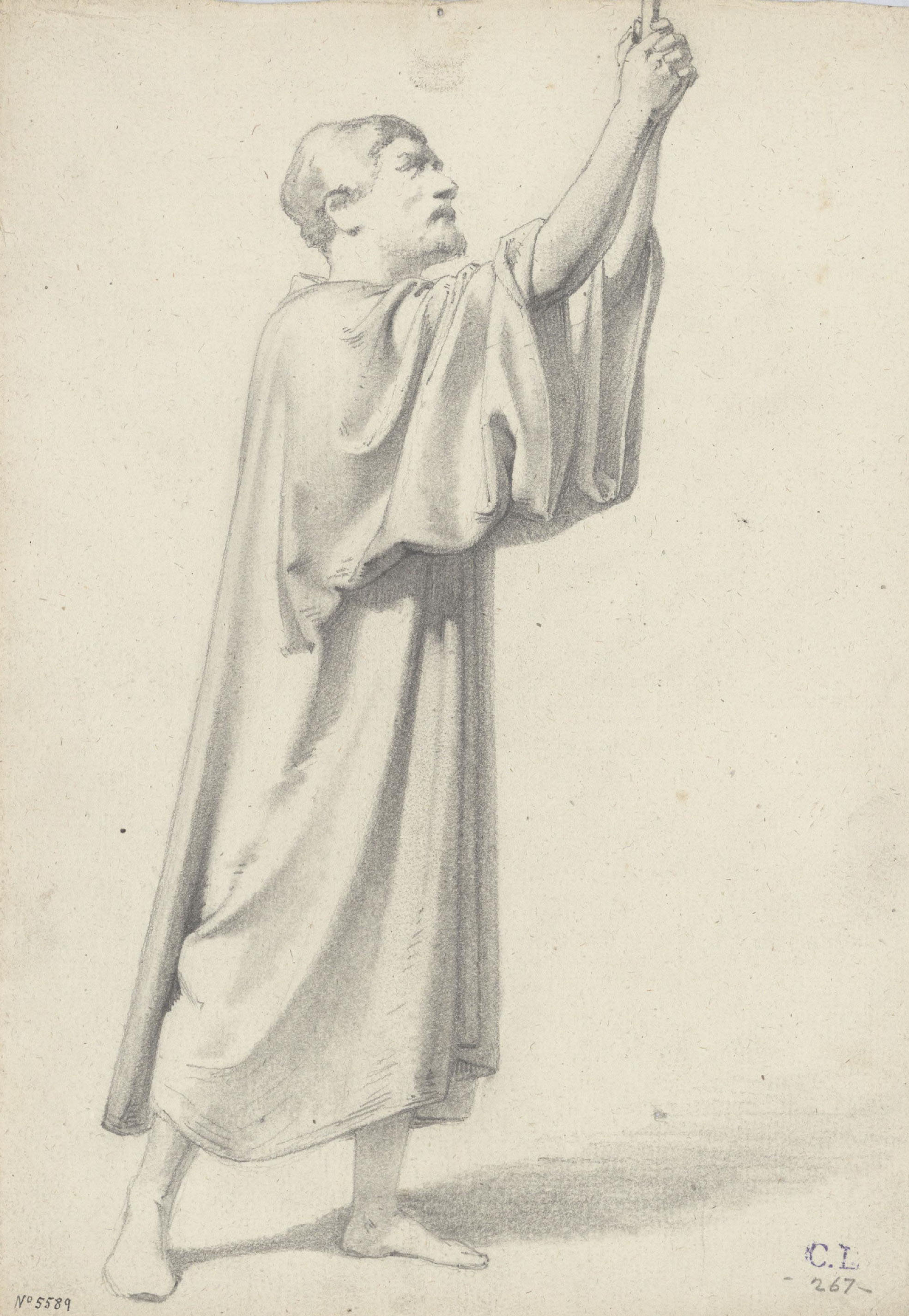 image for: Claudi Lorenzale - Home amb els braços alçats, probablement sostenint una creu - Cap a 1850-1870