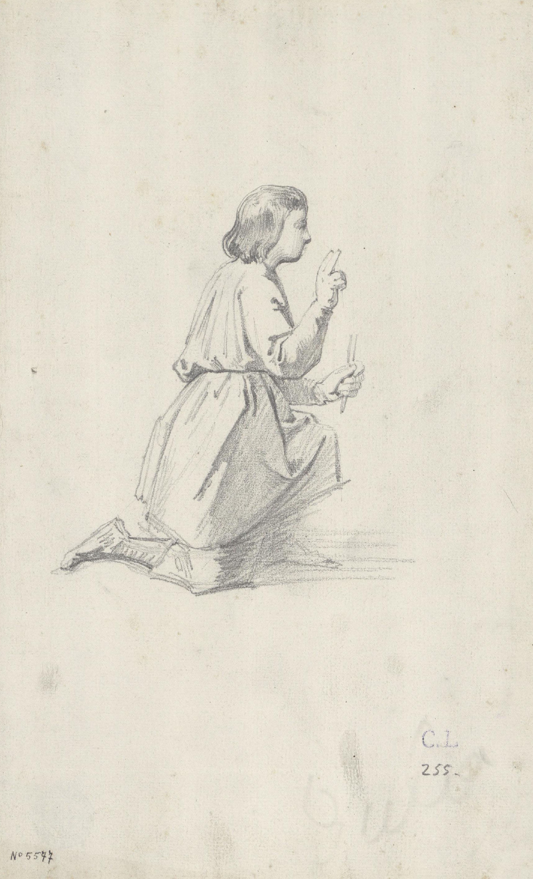 image for: Claudi Lorenzale - Noi agenollat - Cap a 1850-1870