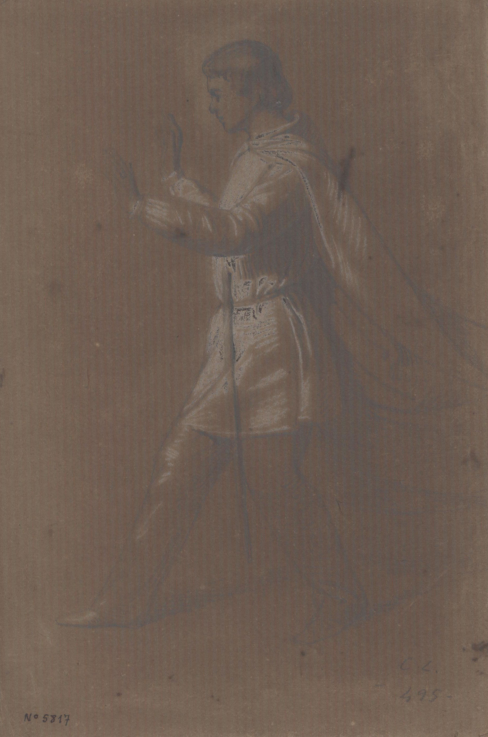 image for: Claudi Lorenzale - Jove amb túnica i espasa cenyida al cinturó - Cap a 1840-1860