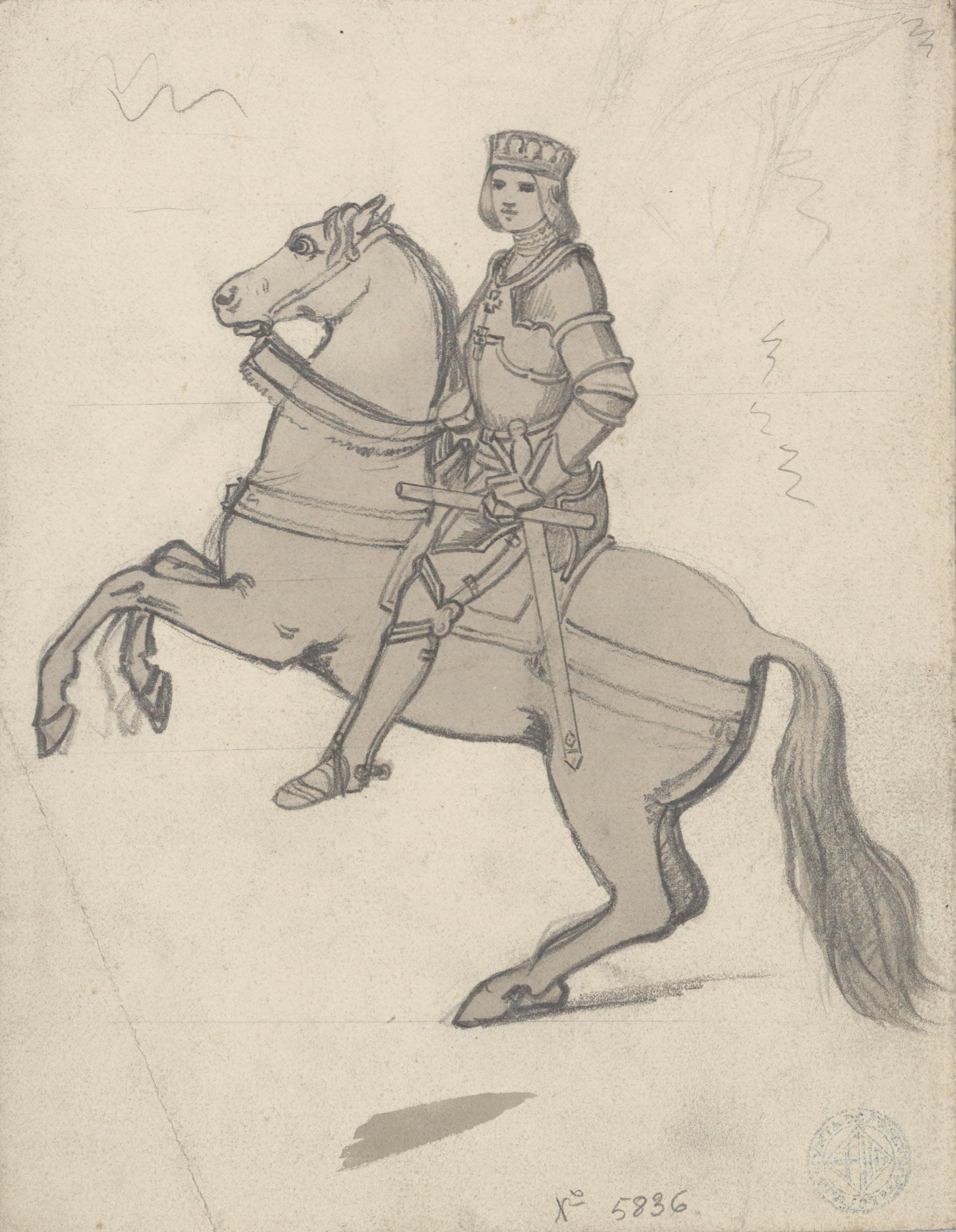 image for: Claudi Lorenzale - Figura eqüestre d&#039;un rei got (anvers) / Figura eqüestre d&#039;un rei got (revers) - Cap a 1840-1850