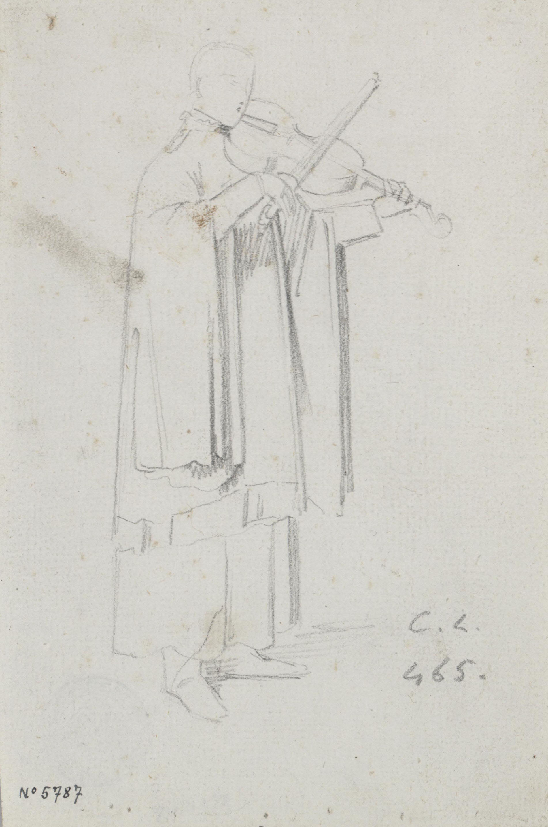 image for: Claudi Lorenzale - Músic de capella tocant el violí - Cap a 1850-1870