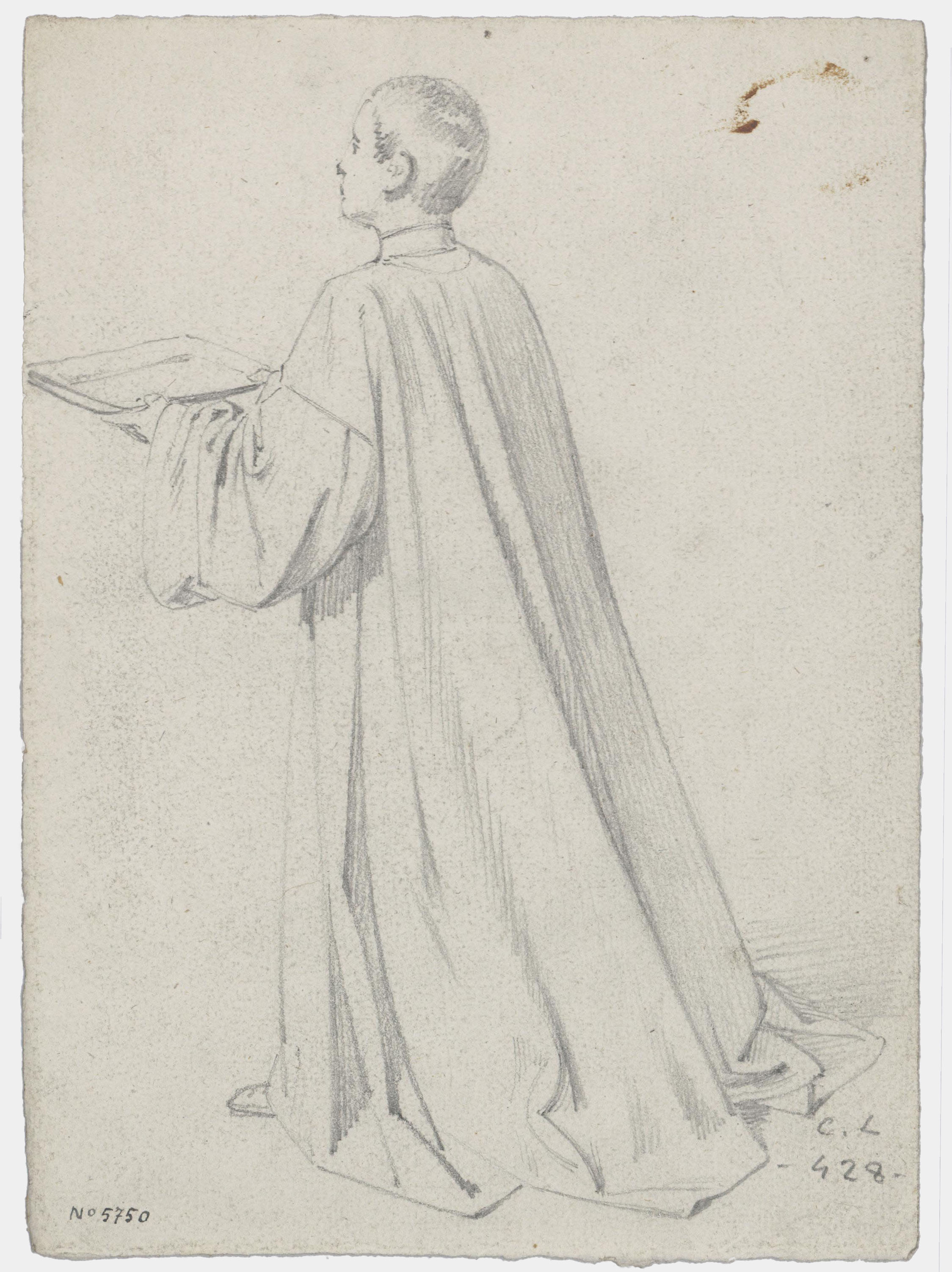 image for: Claudi Lorenzale - Estudi de jove sagristà per al quadre «Casament de Ramon Berenguer IV i la reina Peronella d&#039;Aragó» (anvers) / Estudi de figura d&#039;esquena per al quadre «Casament de Ramon... - Cap a 1870