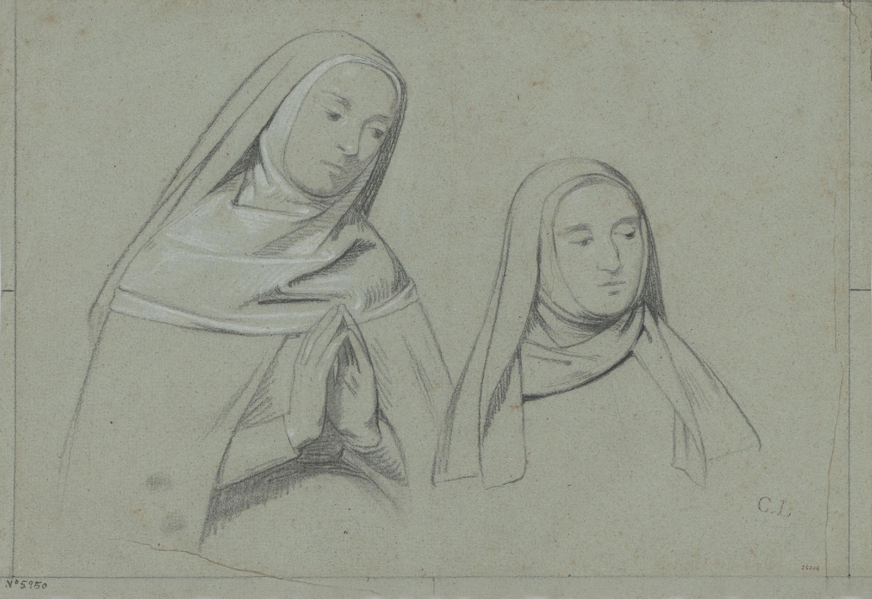 image for: Claudi Lorenzale - Busts de dues monges - Cap a 1850-1870