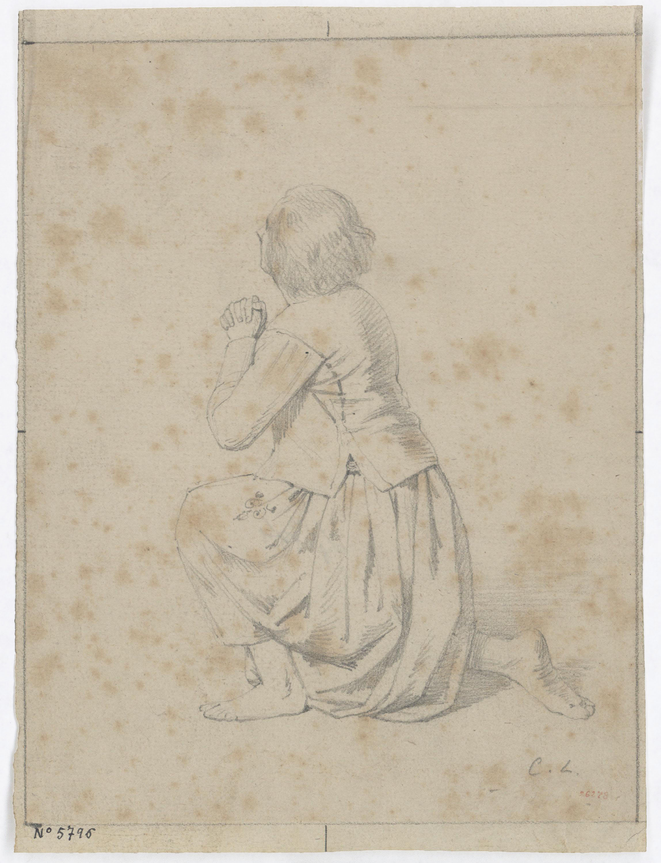 image for: Claudi Lorenzale - Dona descalça suplicant - Cap a 1840-1850