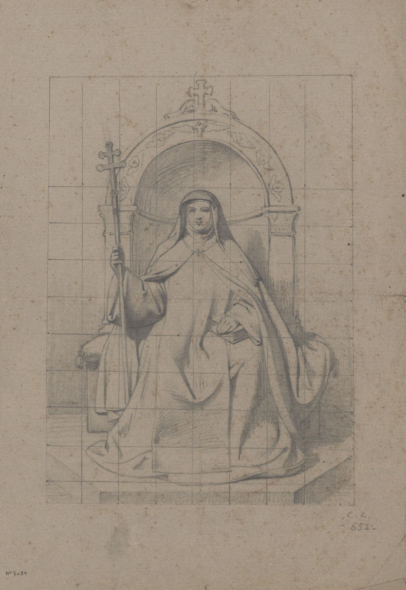 image for: Claudi Lorenzale - Abadessa en un tron - Cap a 1850-1870