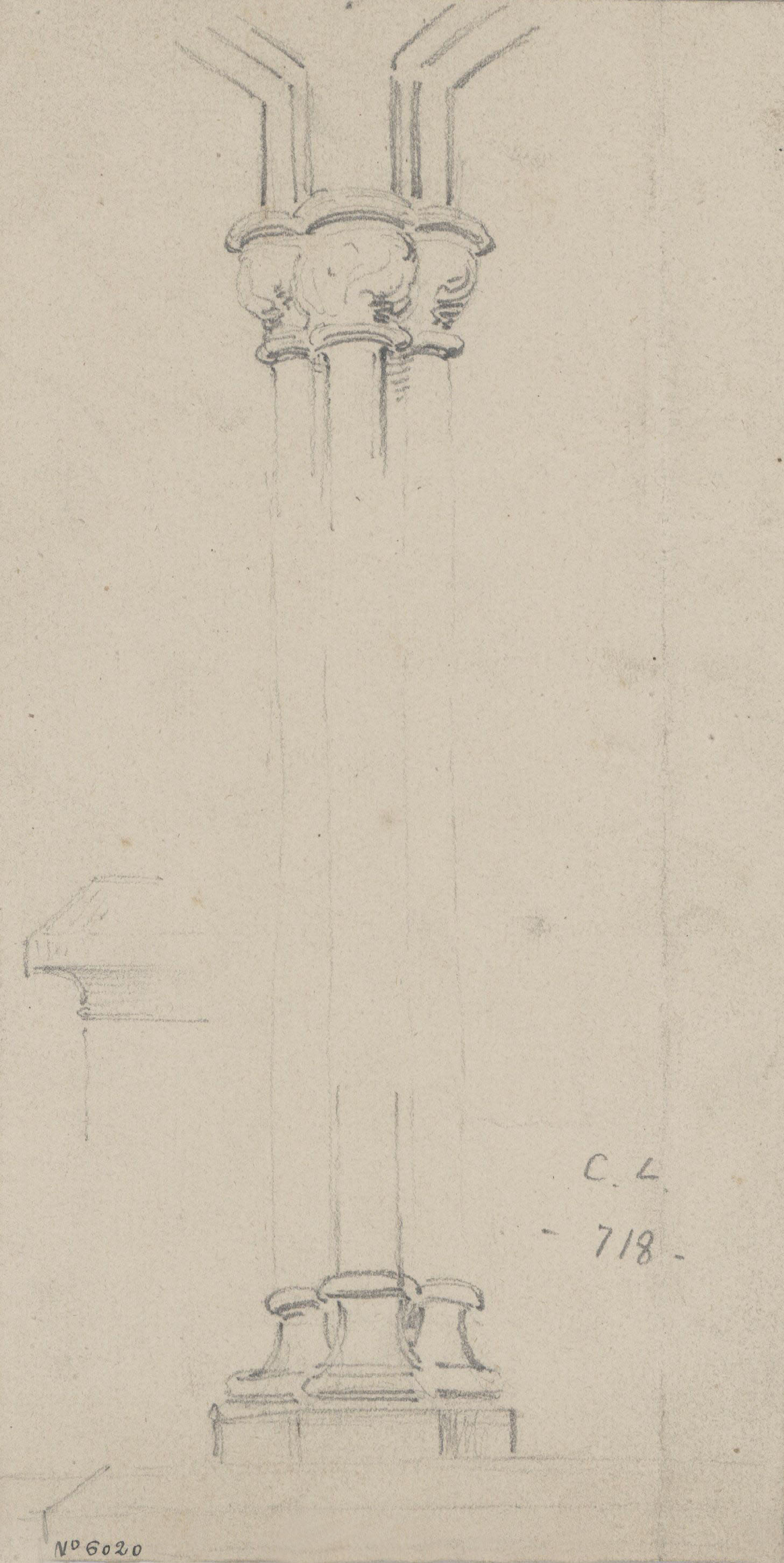 image for: Claudi Lorenzale - Columna agrupada amb base i capitell (anvers) / Columna agrupada amb base, capitell i arcs (revers) - Cap a 1840-1860