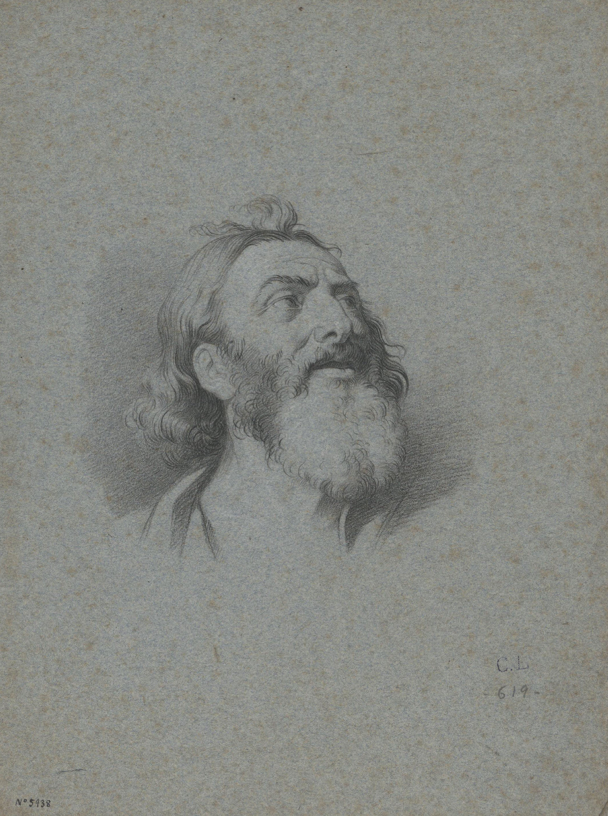 image for: Claudi Lorenzale - Cap masculí (anvers) / Apunt de bust masculí (revers) - Cap a 1839-1840