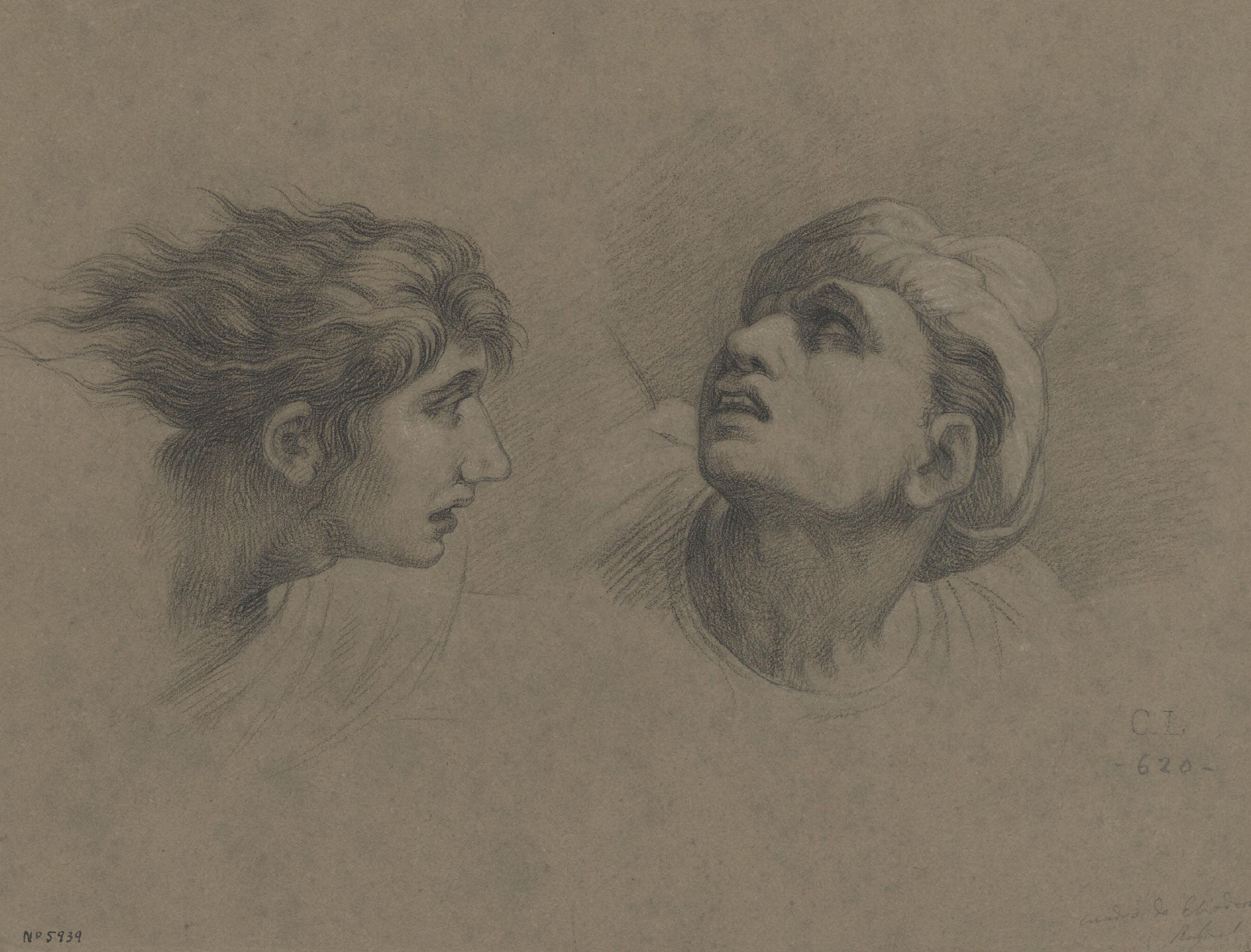 image for: Claudi Lorenzale - Còpia de dos caps masculins de Rafael (Estances vaticanes) - Cap a 1839-1840