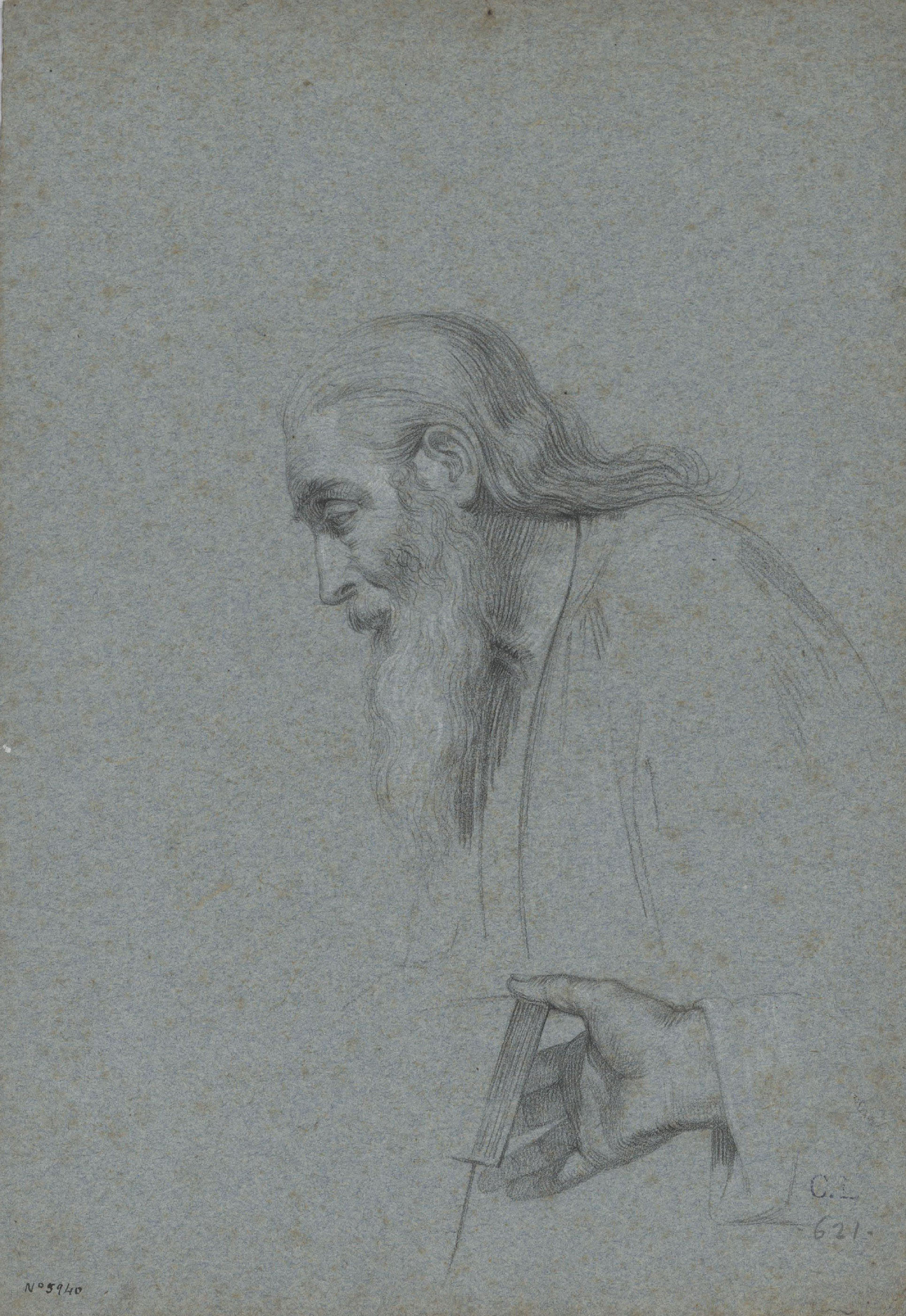 image for: Claudi Lorenzale - Cap de vell i una mà - Cap a 1839-1840