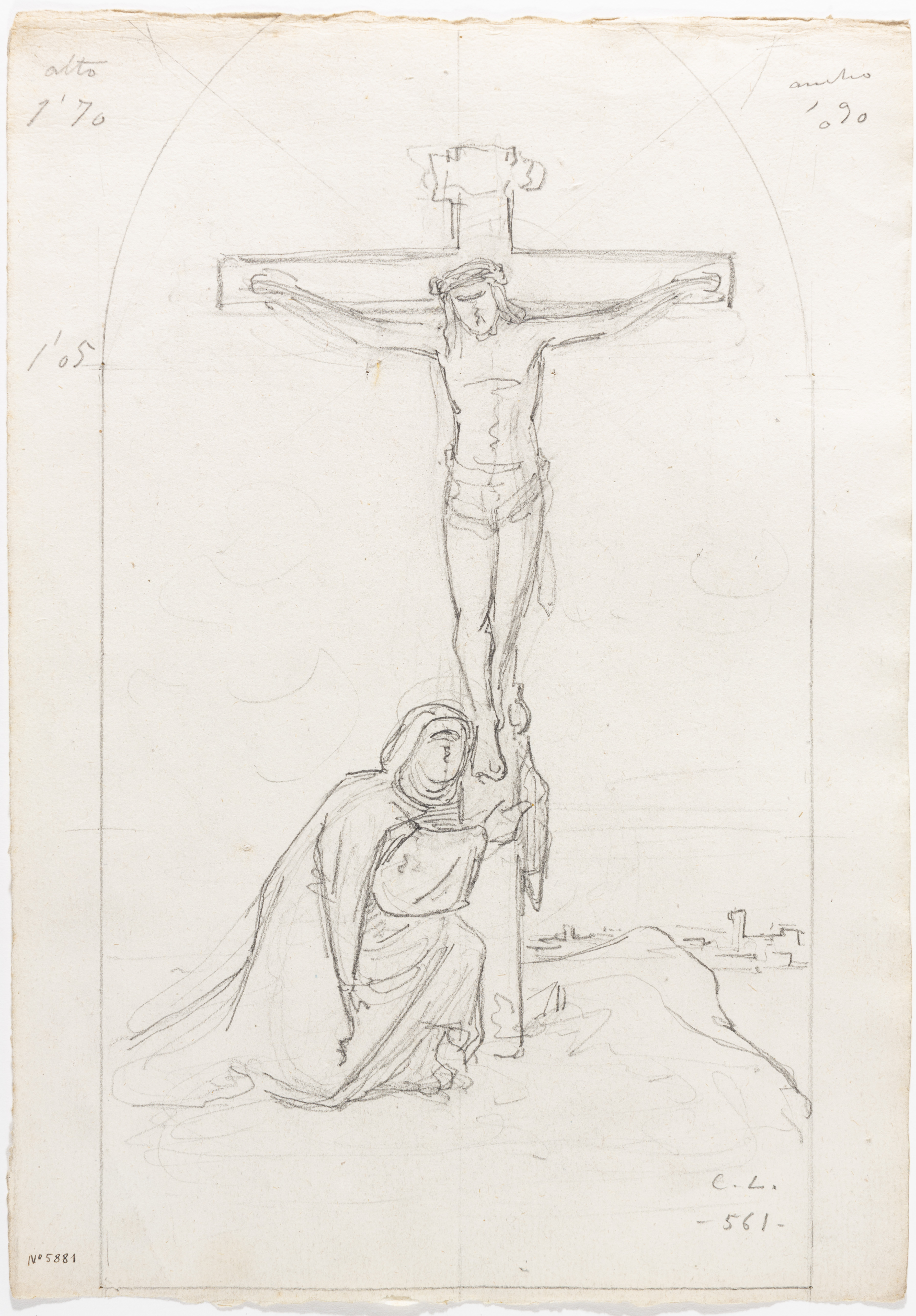 image for: Claudi Lorenzale - Crist Crucificat i la Mare de Déu al peu de la creu - Cap a 1850-1870