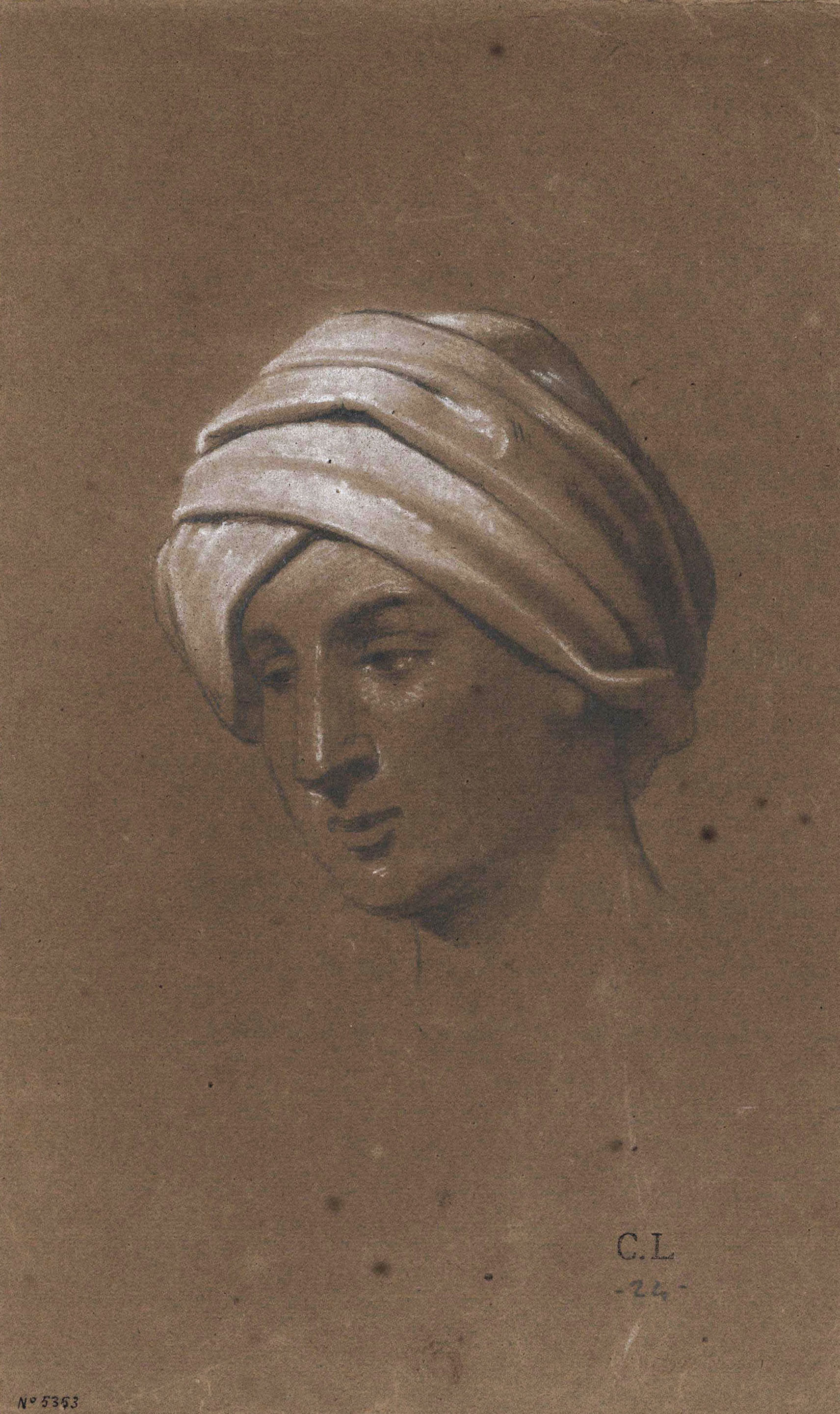 image for: Claudi Lorenzale - Cap masculí amb turbant - Cap a 1850-1860