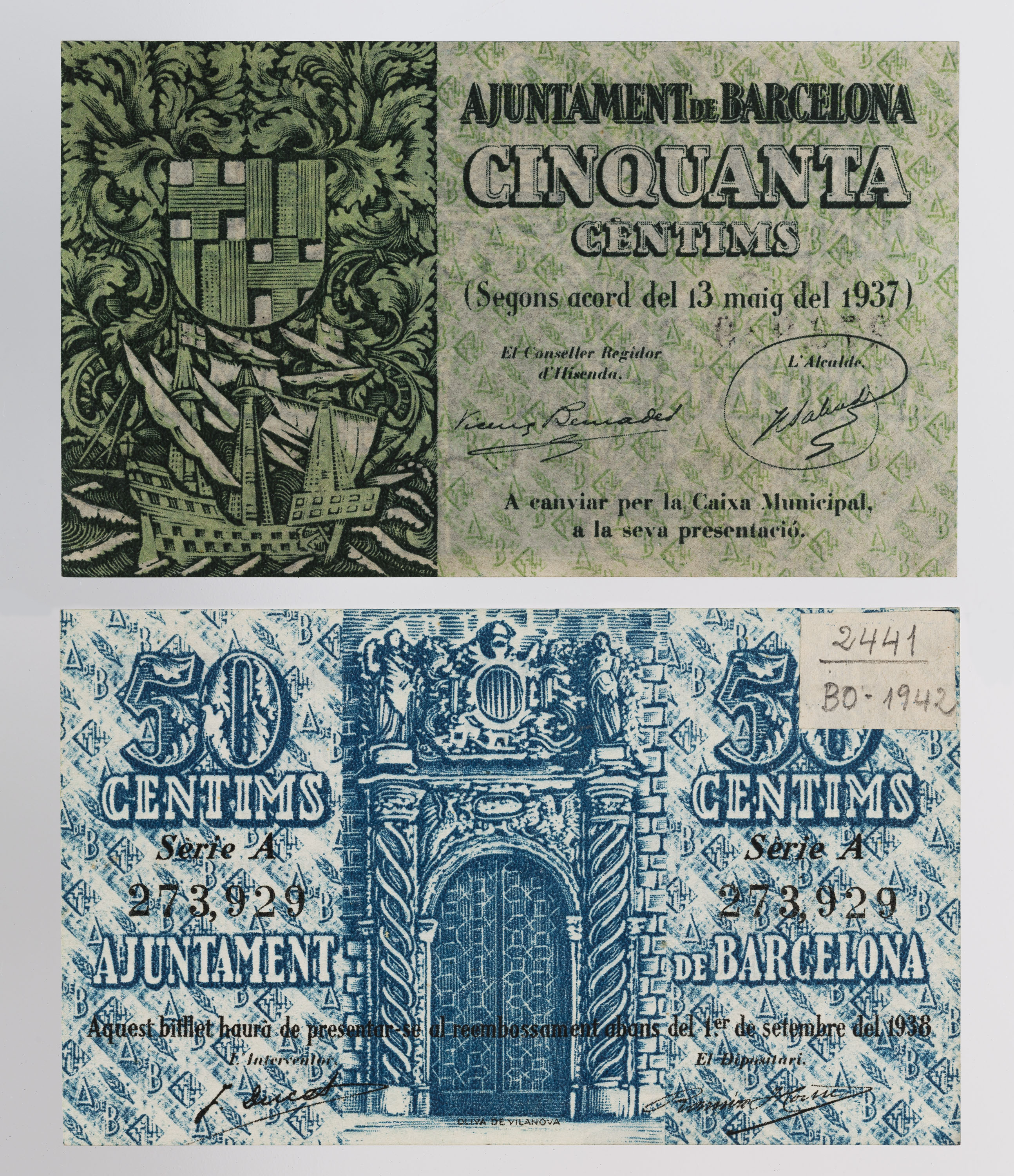 image for: Ajuntament de Barcelona - 50 cèntims - 13.05.1937
