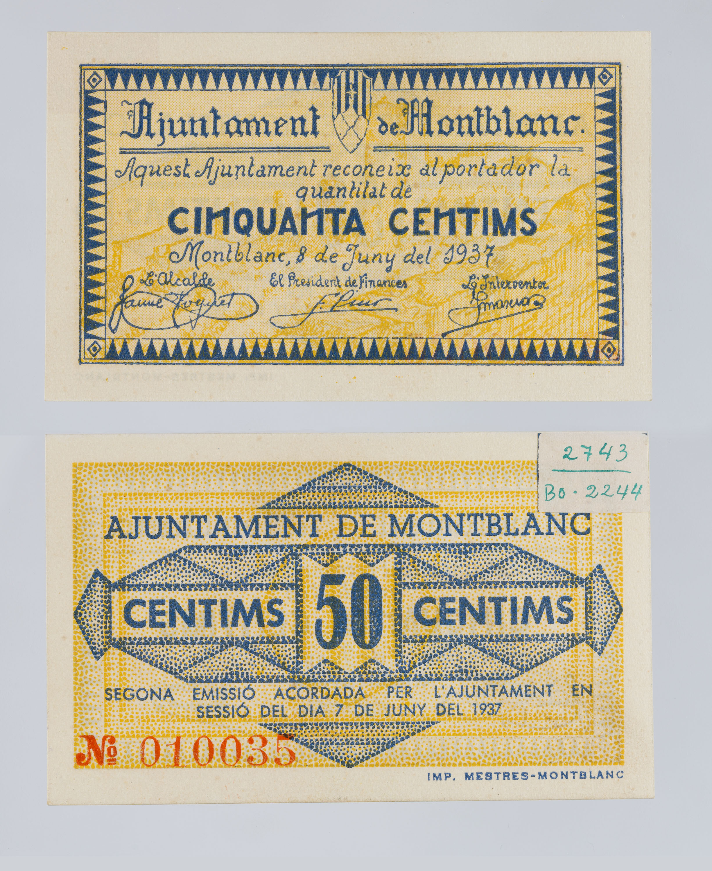 image for: Ajuntament de Montblanc - 50 cèntims - 08.06.1937