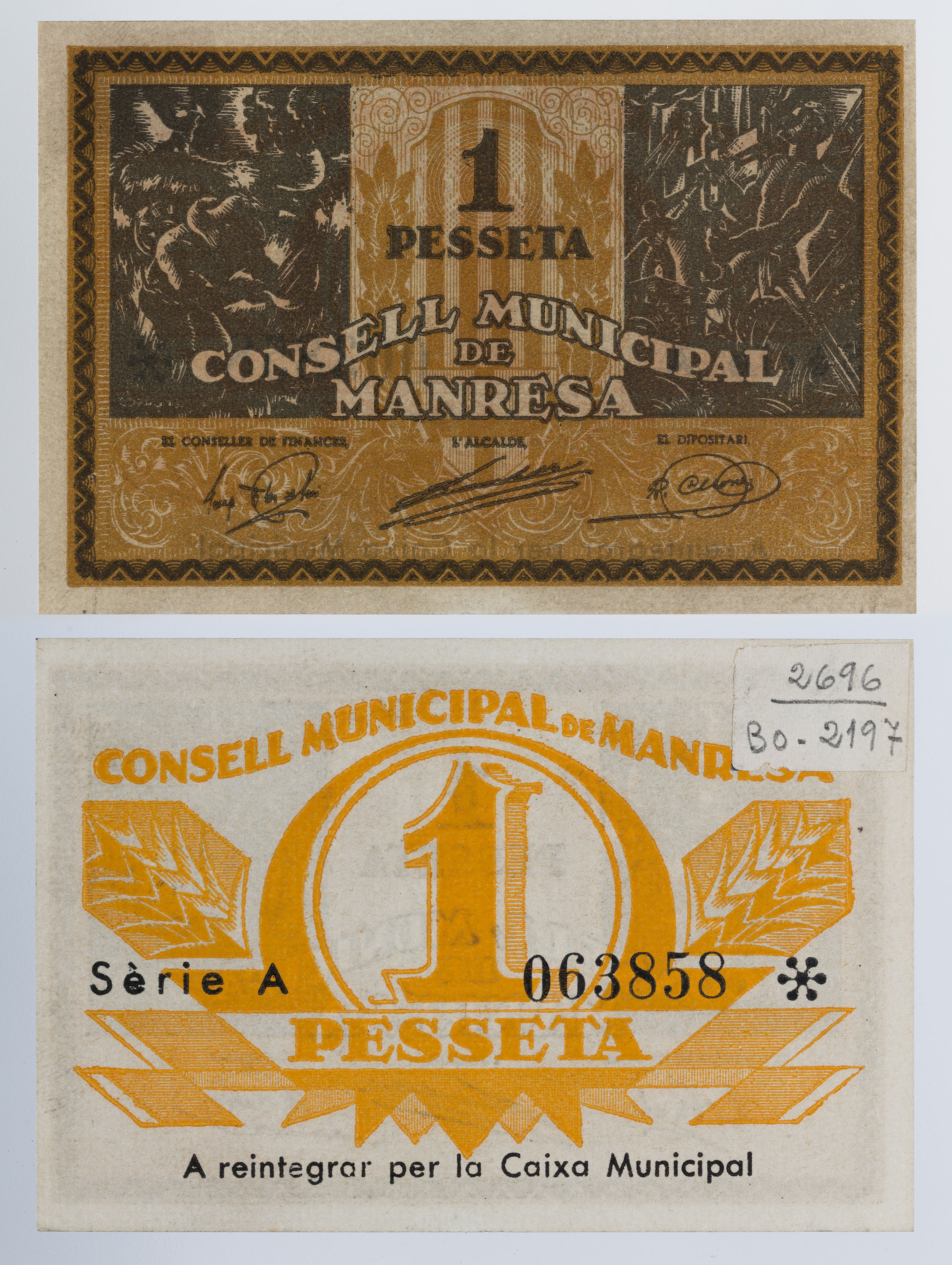 image for: Consell Municipal de Manresa - 1 pesseta - 05.06.1937