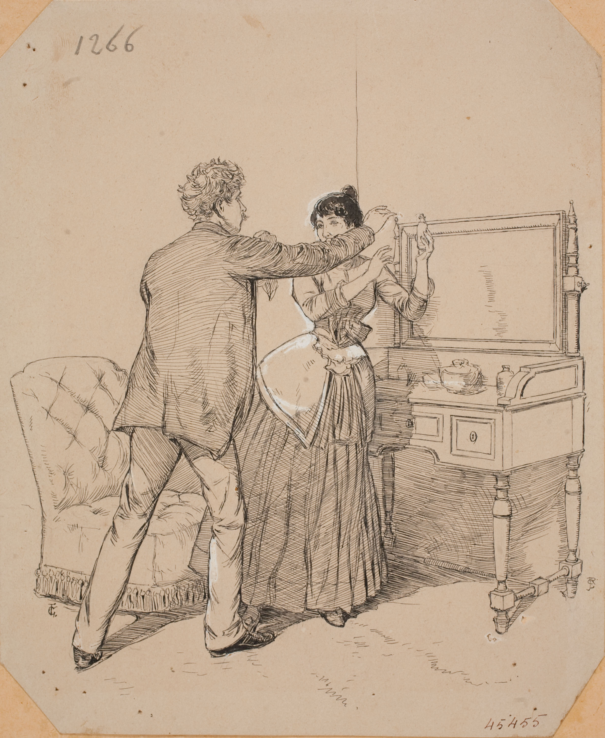 image for: Josep Lluís Pellicer - Parella en un tocador - 1886