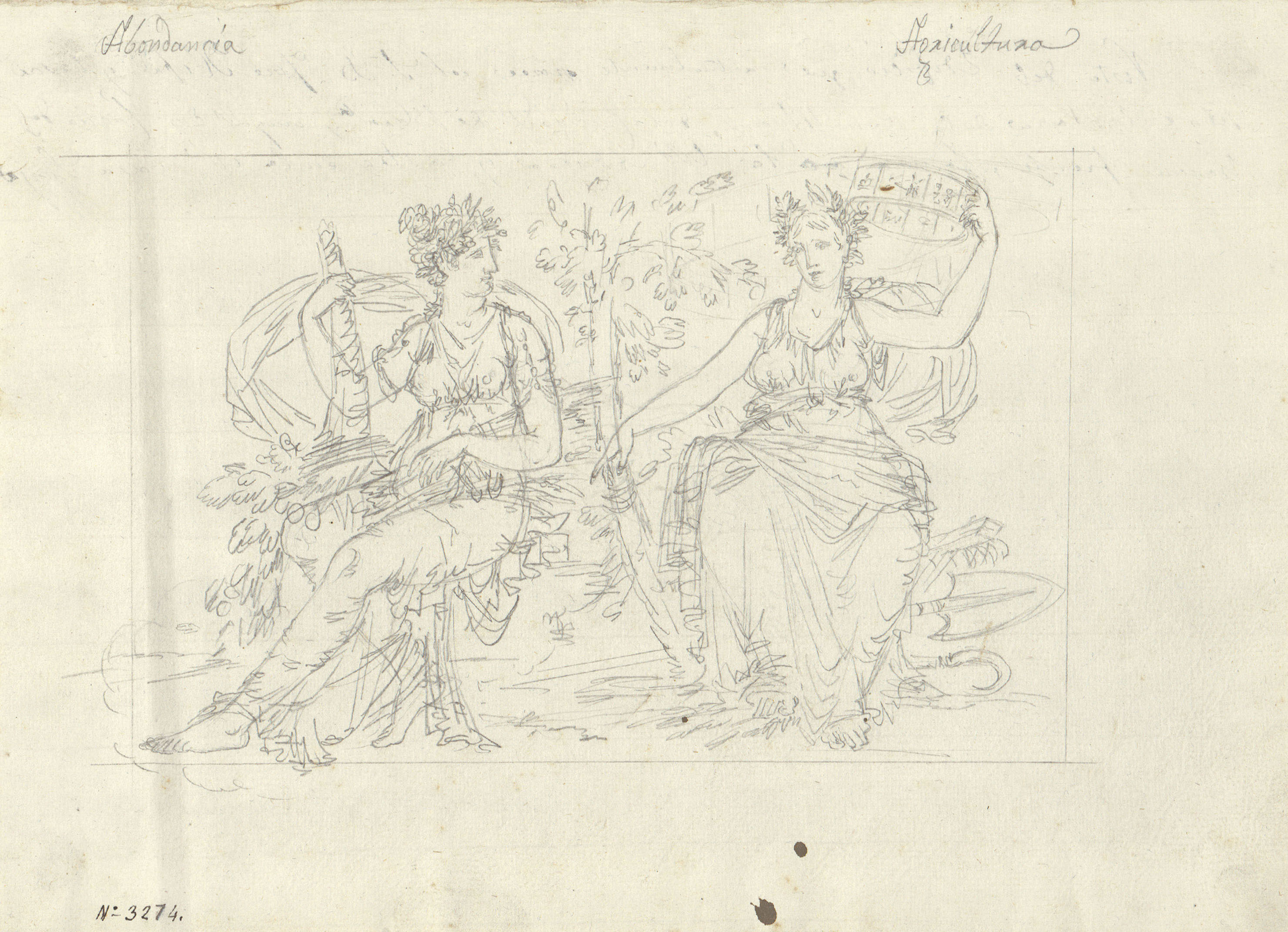 image for: Pau Rigalt - Al·legoria de l&#039;abundància i l&#039;agricultura (Decoració de l&#039;antic Palau Castell de Pons) - Cap a 1830