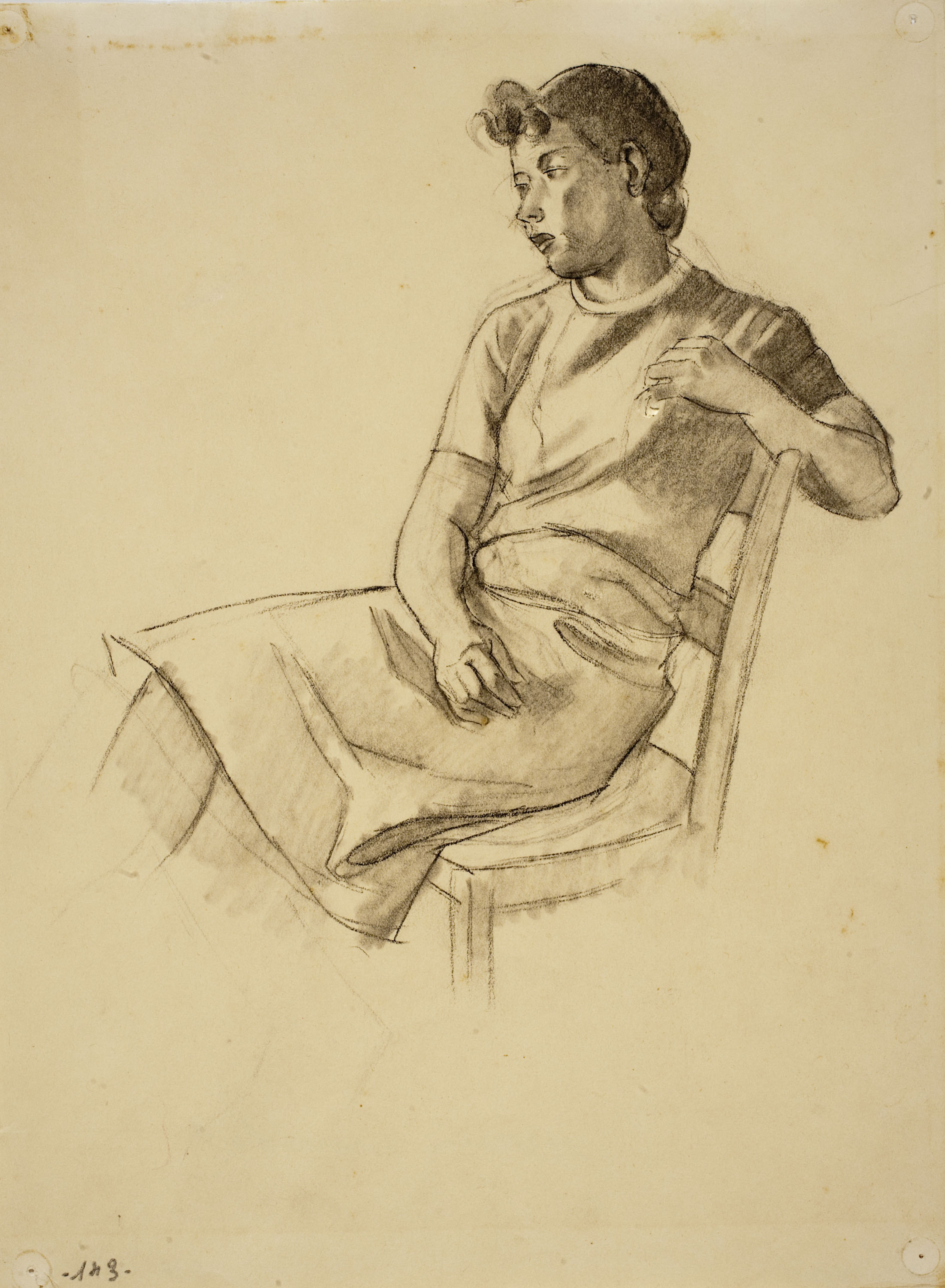 image for: Xavier Nogués - Dona asseguda. Estudi preparatori per al quadre «L&#039;envelat», no realitzat - Cap a 1940