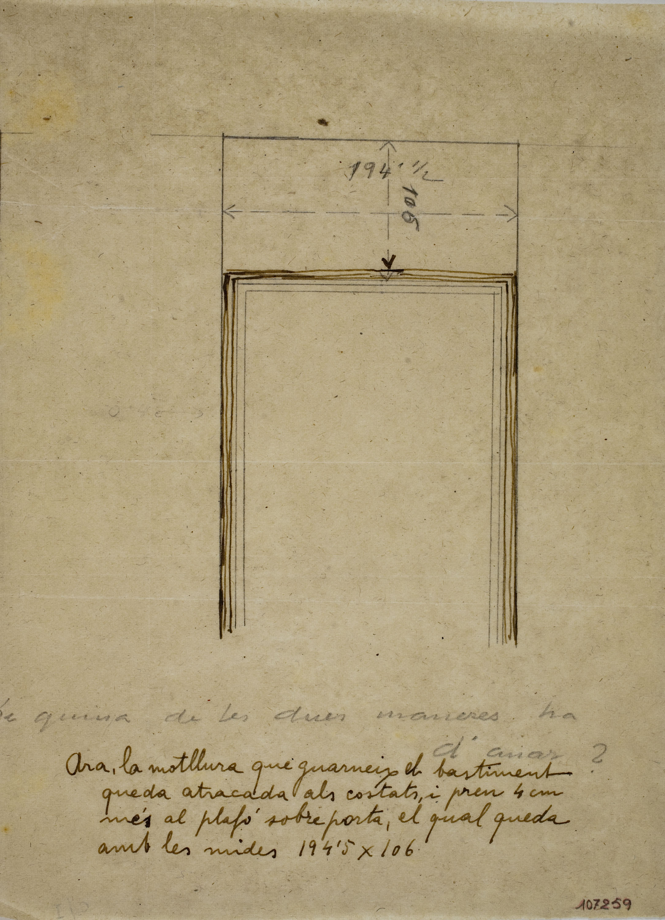 image for: Xavier Nogués - Croquis d&#039;un plafó i la seva motllura. Projecte de decoració no realitzat per a la sala de Sessions del Banc Vitalici de Barcelona - Cap a 1937