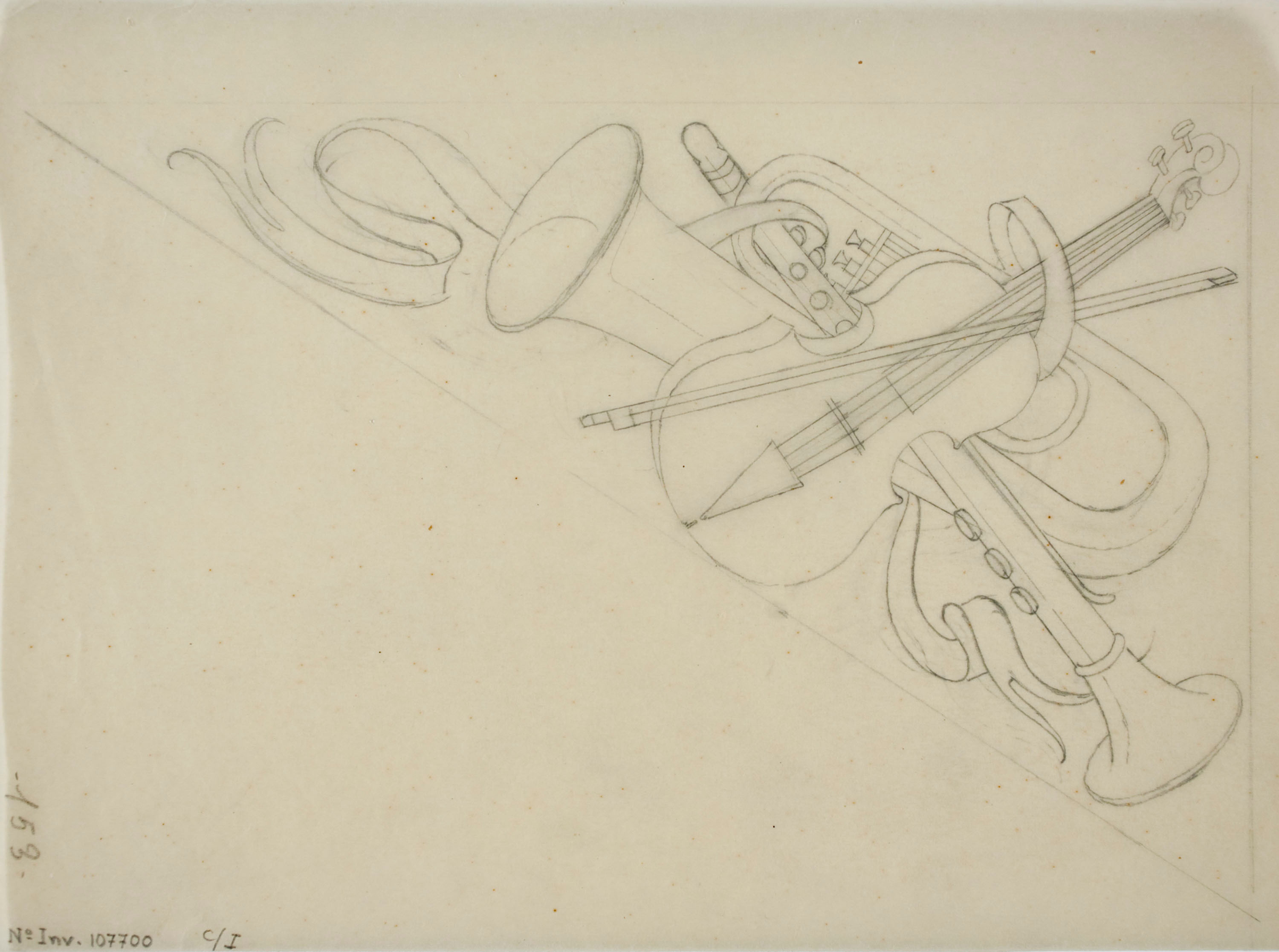 image for: Xavier Nogués - Composició amb instruments musicals. Projecte no realitzat per a la decoració d&#039;un piano de cua