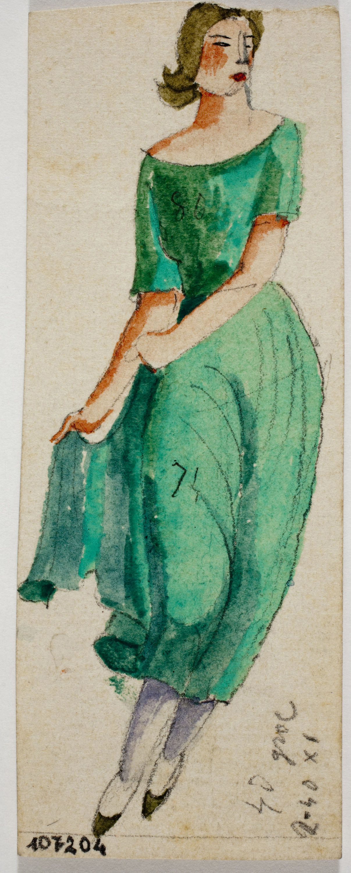 image for: Xavier Nogués - Dona ballant. Estudi preparatori per a la decoració de vidre esmaltat - Cap a 1924-1928