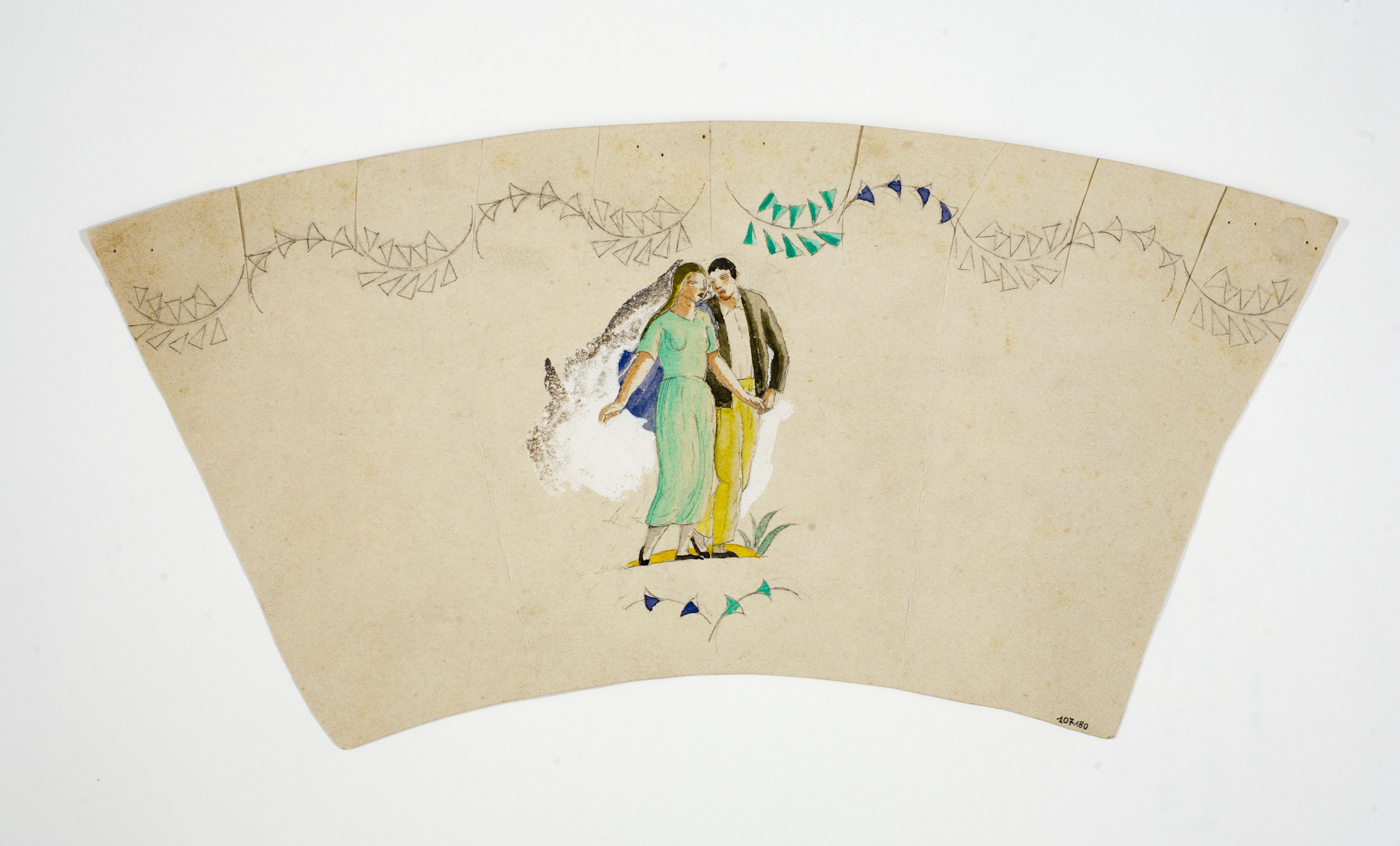 image for: Xavier Nogués - Parella i motius decoratius. Estudi preparatori per a la decoració de vidre esmaltat - Cap a 1924-1928