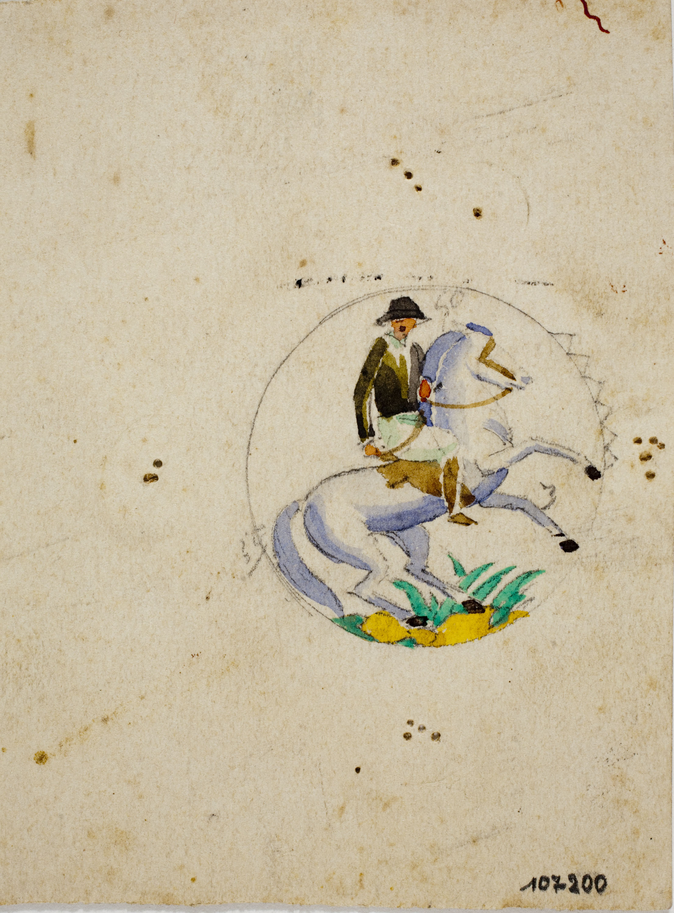 image for: Xavier Nogués - Genet. Estudi preparatori per a la decoració d&#039;un medalló de vidre esmaltat - Cap a 1924-1928