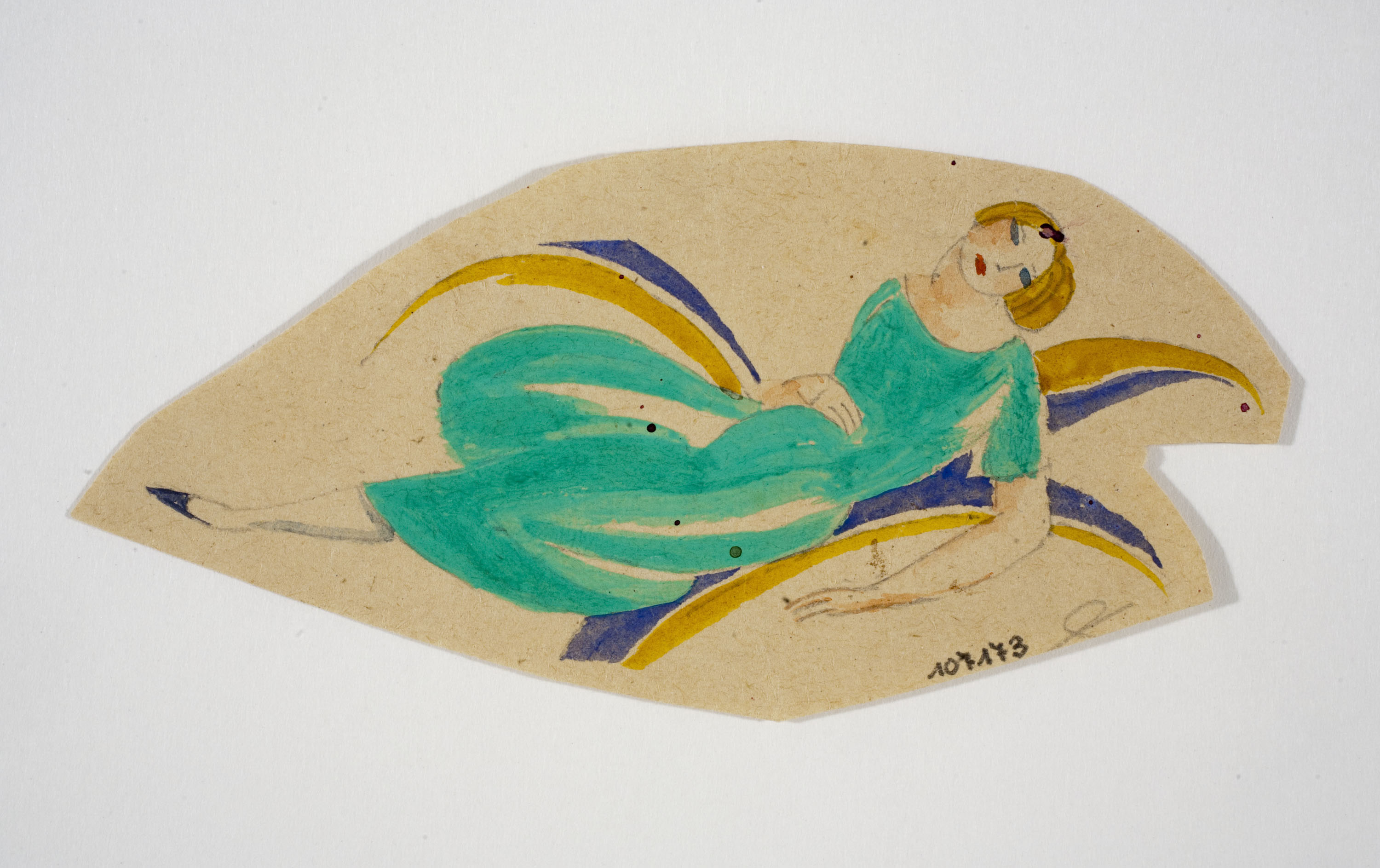 image for: Xavier Nogués - Dona ajaguda i motius vegetals. Estudi preparatori per a la decoració de vidre esmaltat - Cap a 1924-1928