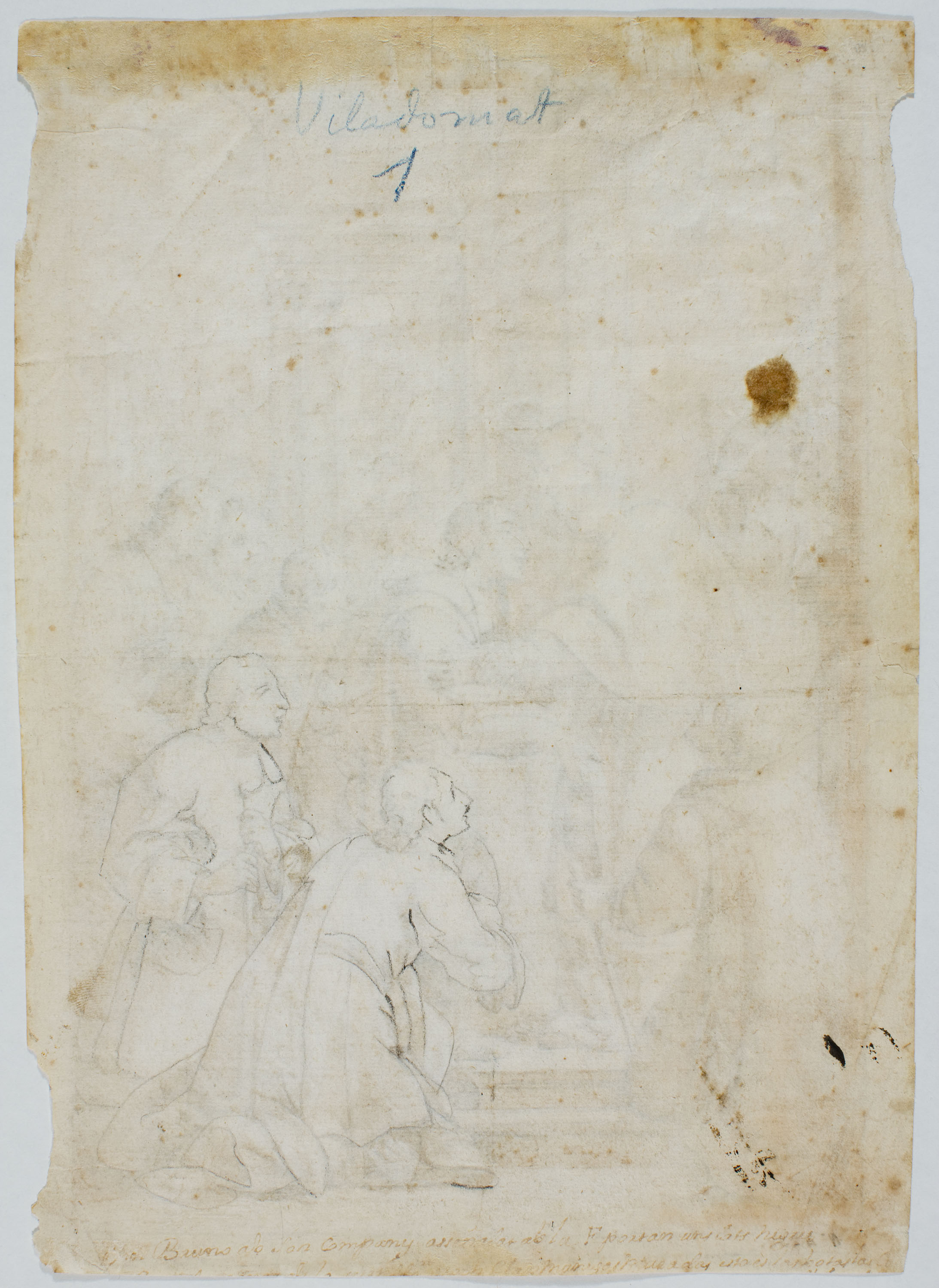 image for: Antoni Viladomat - Estudi per al quadre «Trobada de sant Bru amb el bisbe Hug de Colònia» de la cartoixa de Montalegre de Tiana (anvers) / Estudi per al quadre «Trobada de sant Bru amb el bisbe... - Cap a 1730 [1]