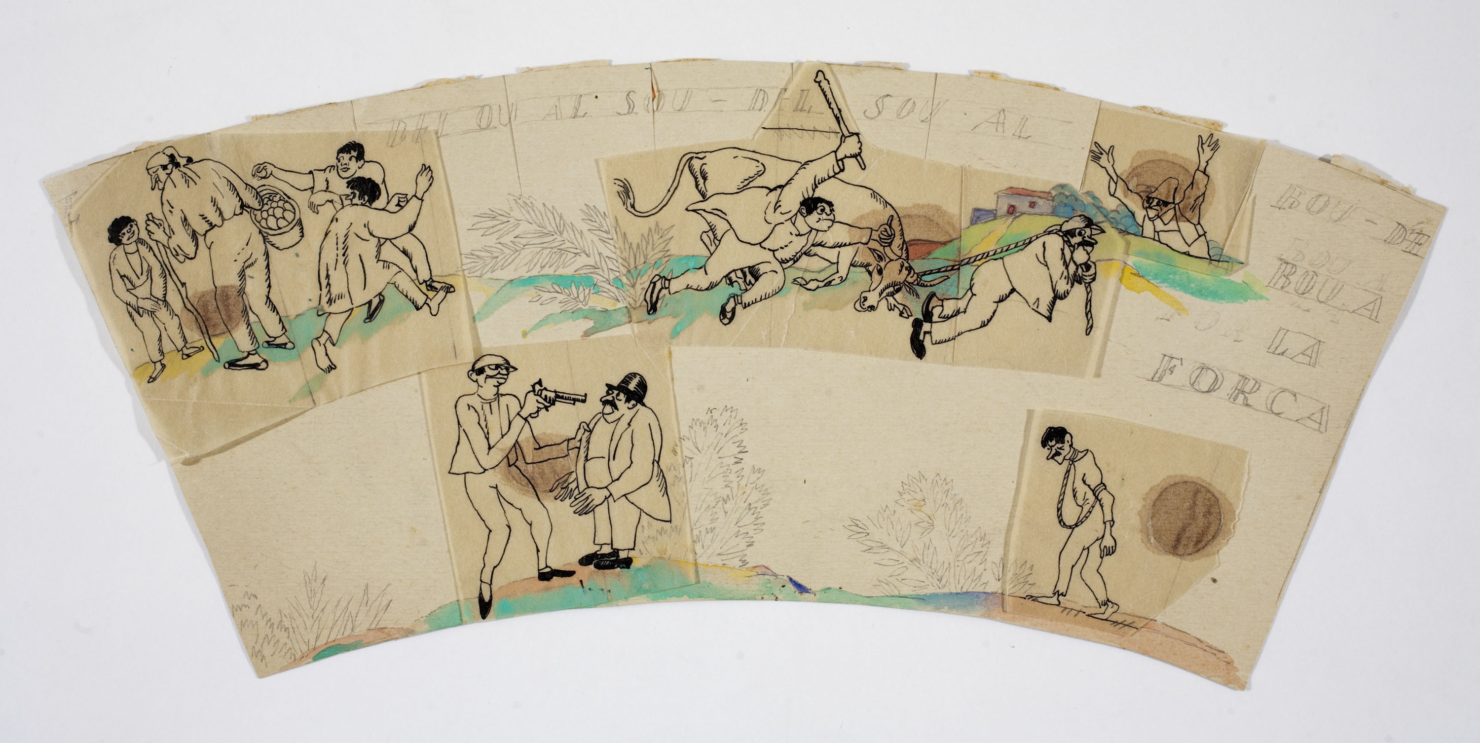 image for: Xavier Nogués - Del bou al sou, del sou al bou, del bou a la forca. Estudi preparatori per a la decoració de vidres esmaltats - Cap a 1924-1928