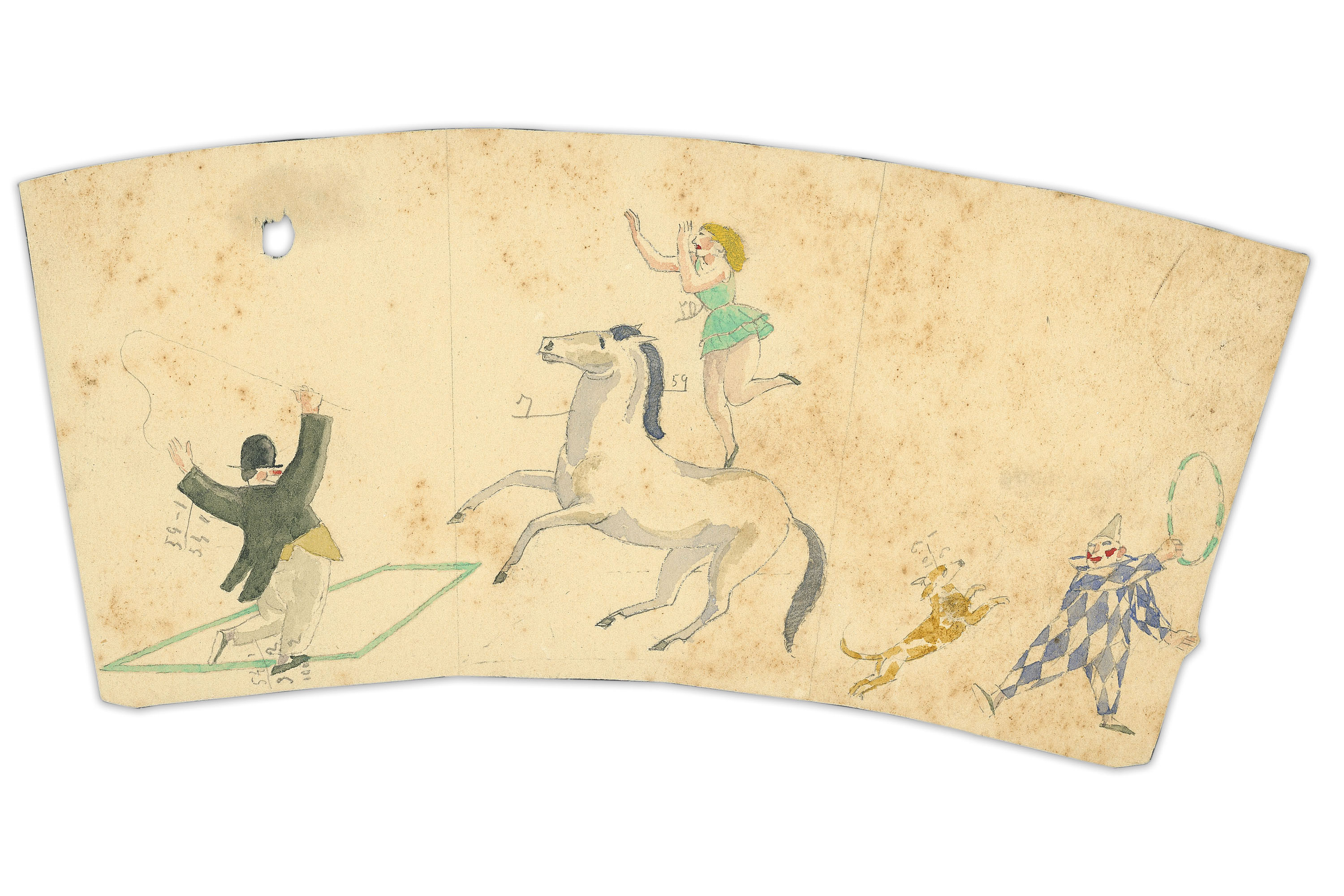 image for: Xavier Nogués - Escenes de circ. Estudi preparatori per a un got de vidre esmaltat - Cap a 1924