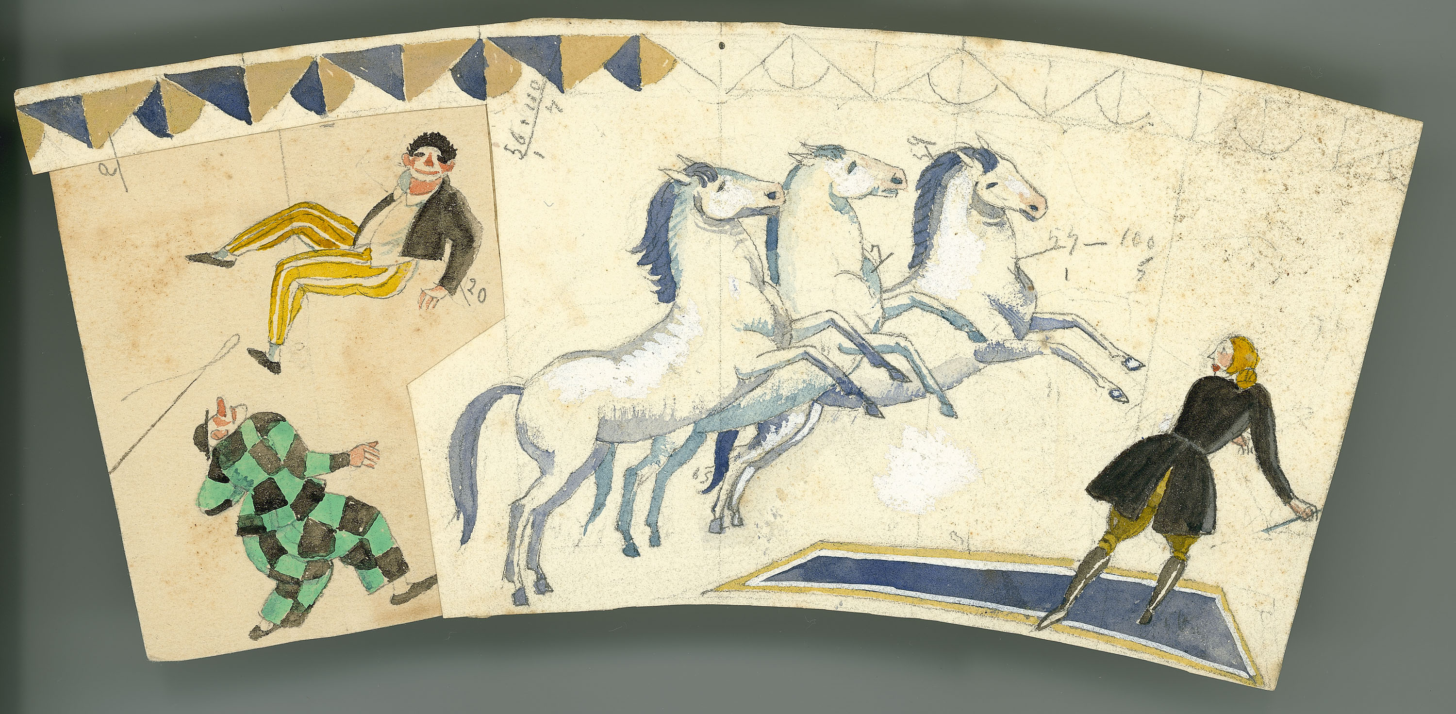 image for: Xavier Nogués - Escenes de circ. Estudi preparatori per a un got de vidre esmaltat - Cap a 1924