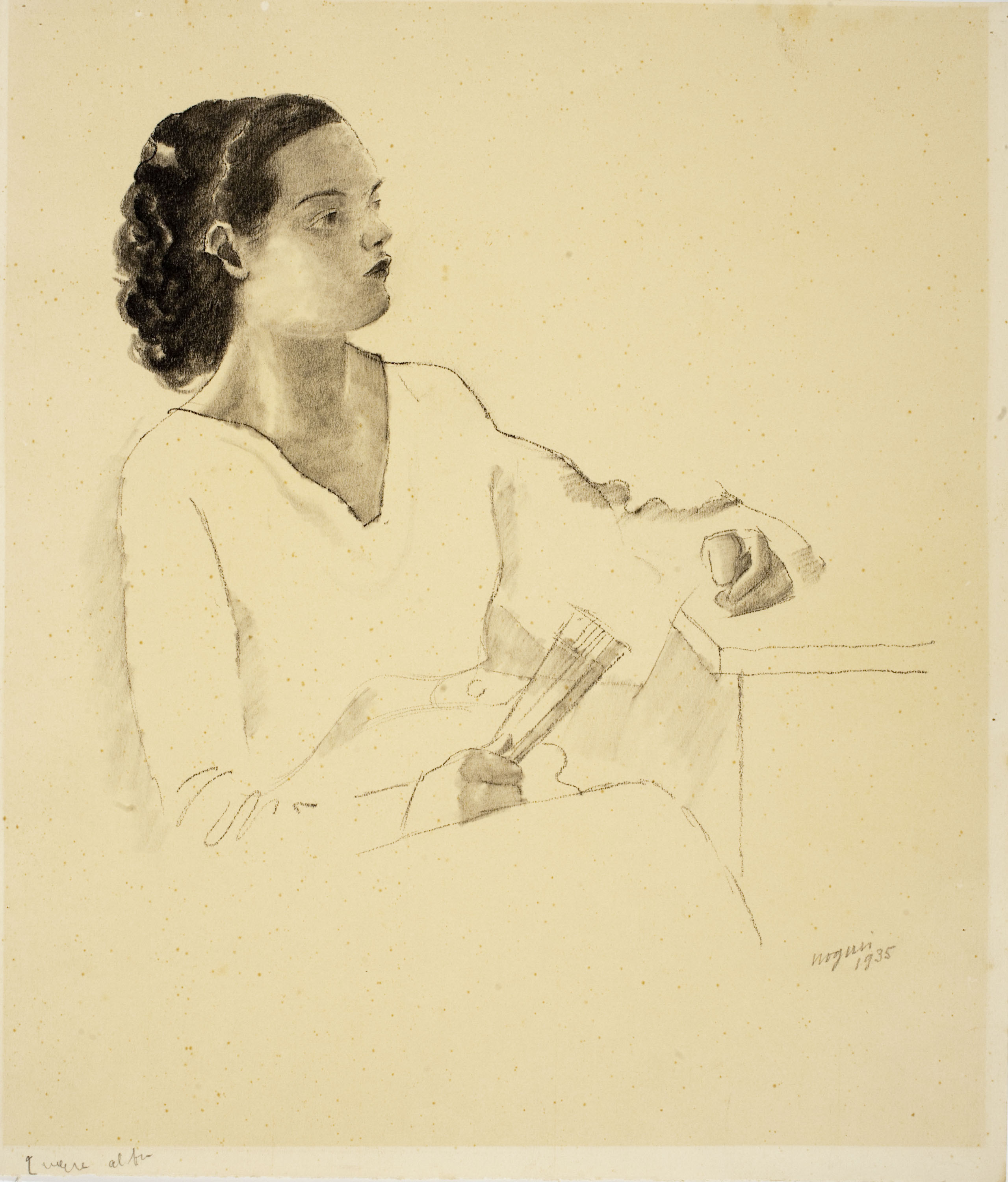 image for: Xavier Nogués - Dona asseguda amb un ventall a la mà - 1935
