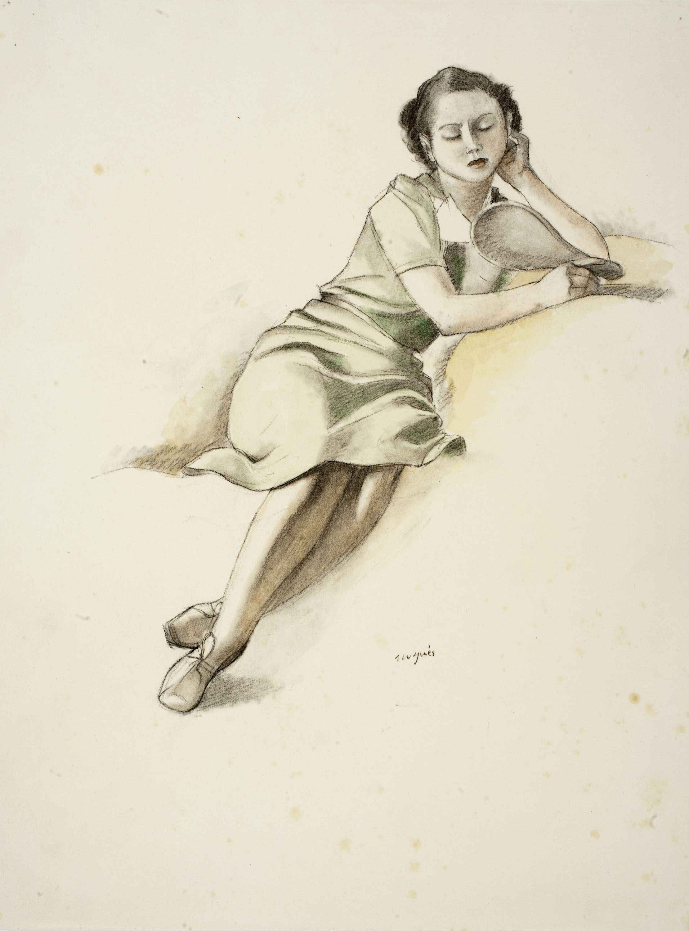 image for: Xavier Nogués - Dona mirant-se a un mirall de mà - Cap a 1940