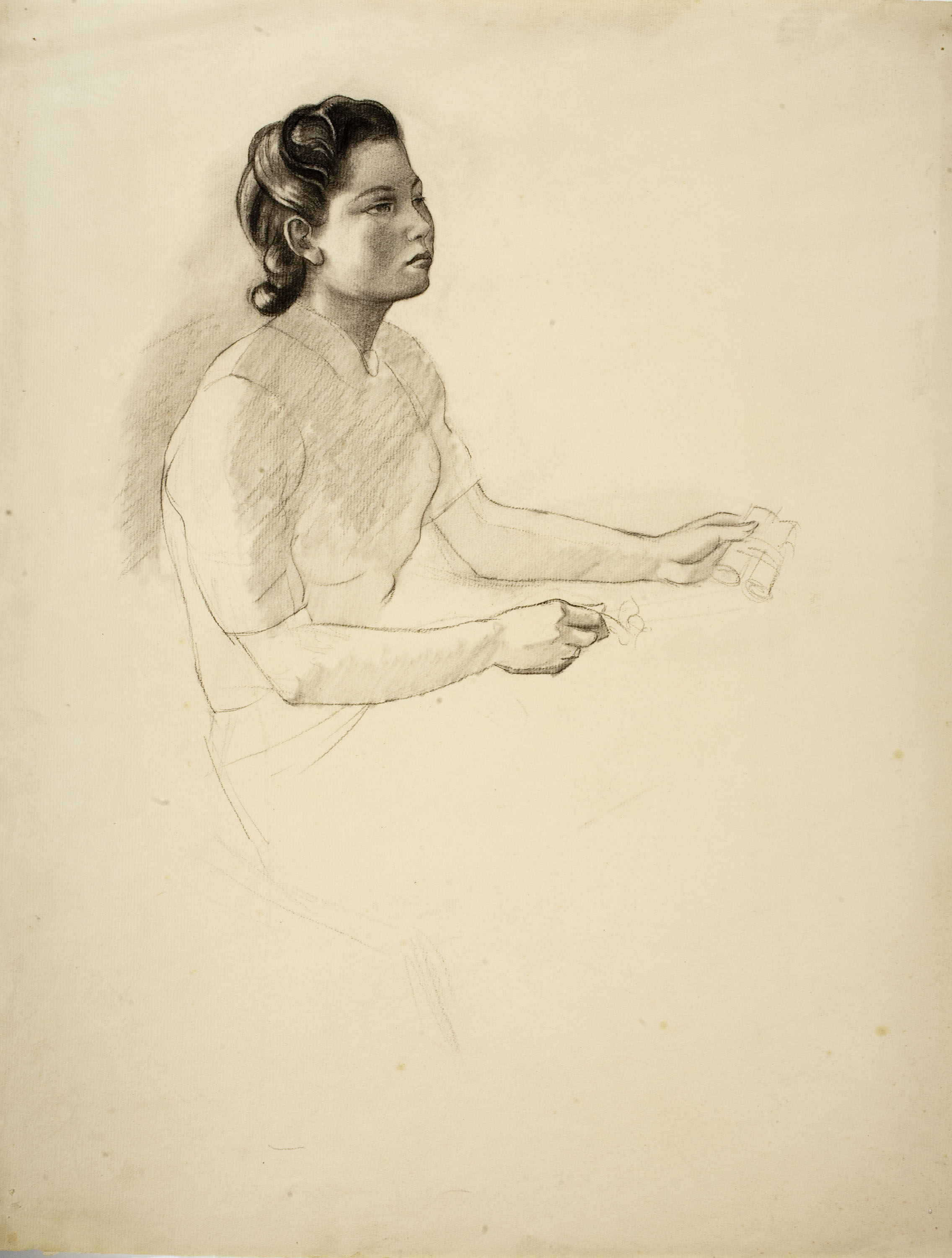 image for: Xavier Nogués - Dona asseguda. Estudi preparatori per al quadre «L'envelat», no realitzat - Cap a 1940