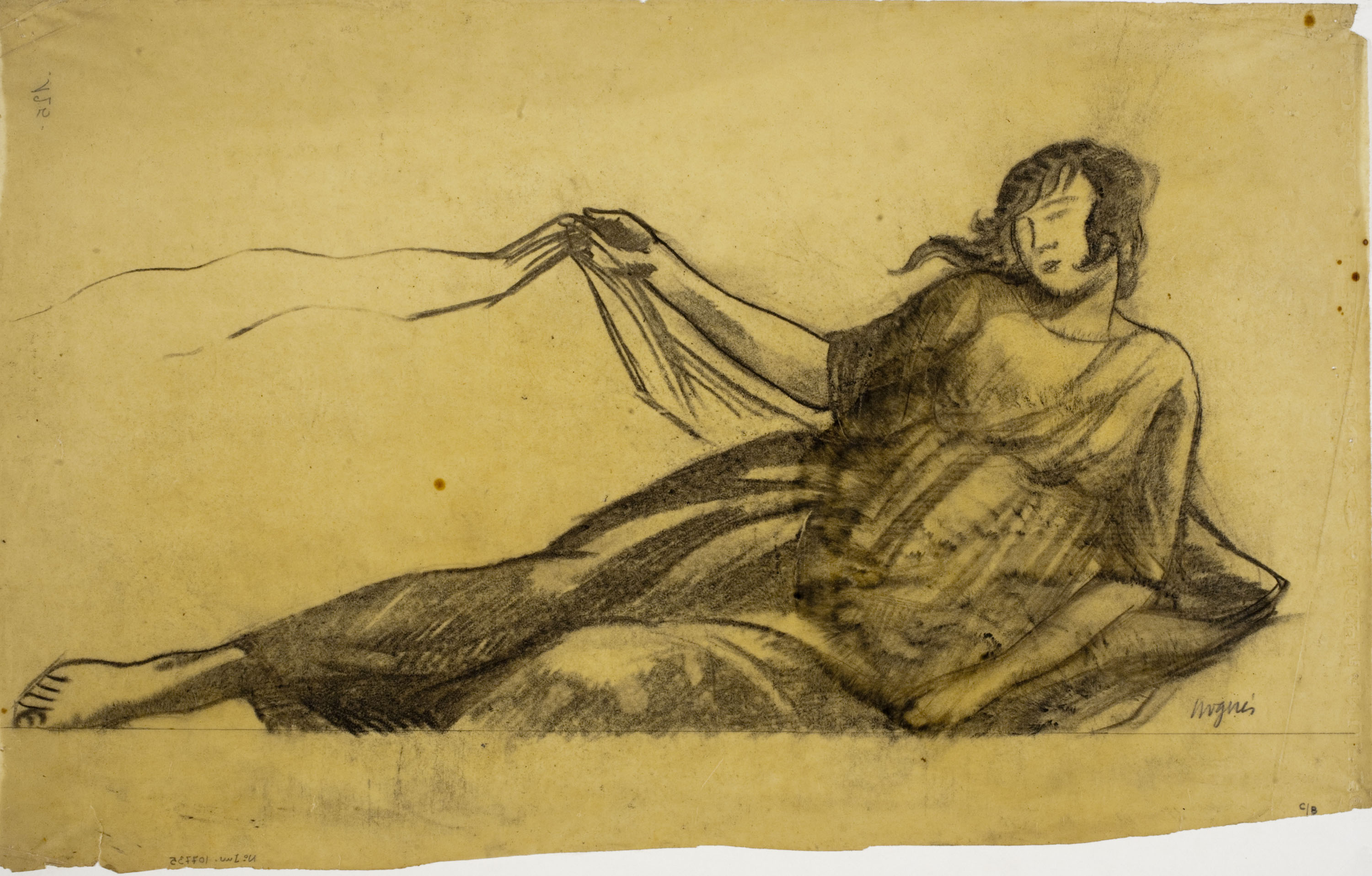 image for: Xavier Nogués - Dona ajaguda a terra. Estudi preparatori per a la decoració mural del saló de la casa Plandiura, Barcelona - 1916-1926