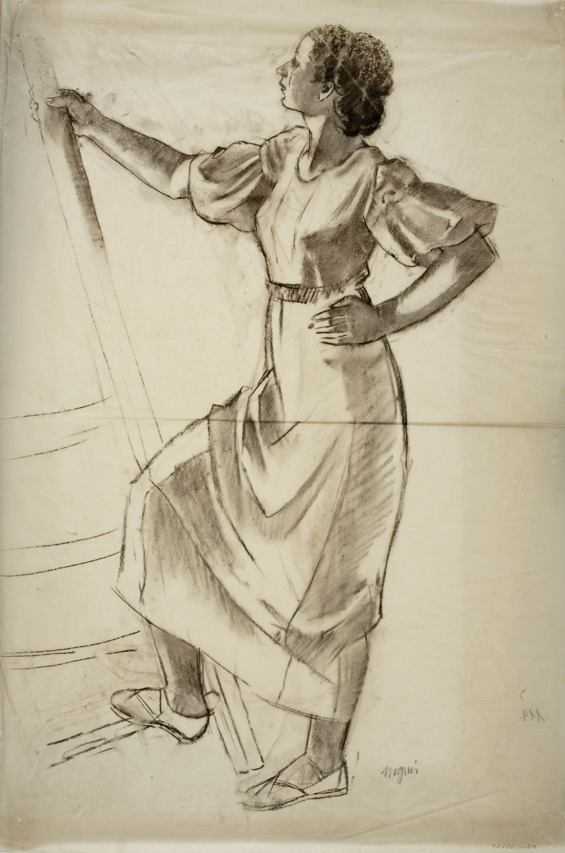 image for: Xavier Nogués - Dona dempeus. Estudi preparatori de la decoració de can Plandiura de La Garriga - 1934-1936