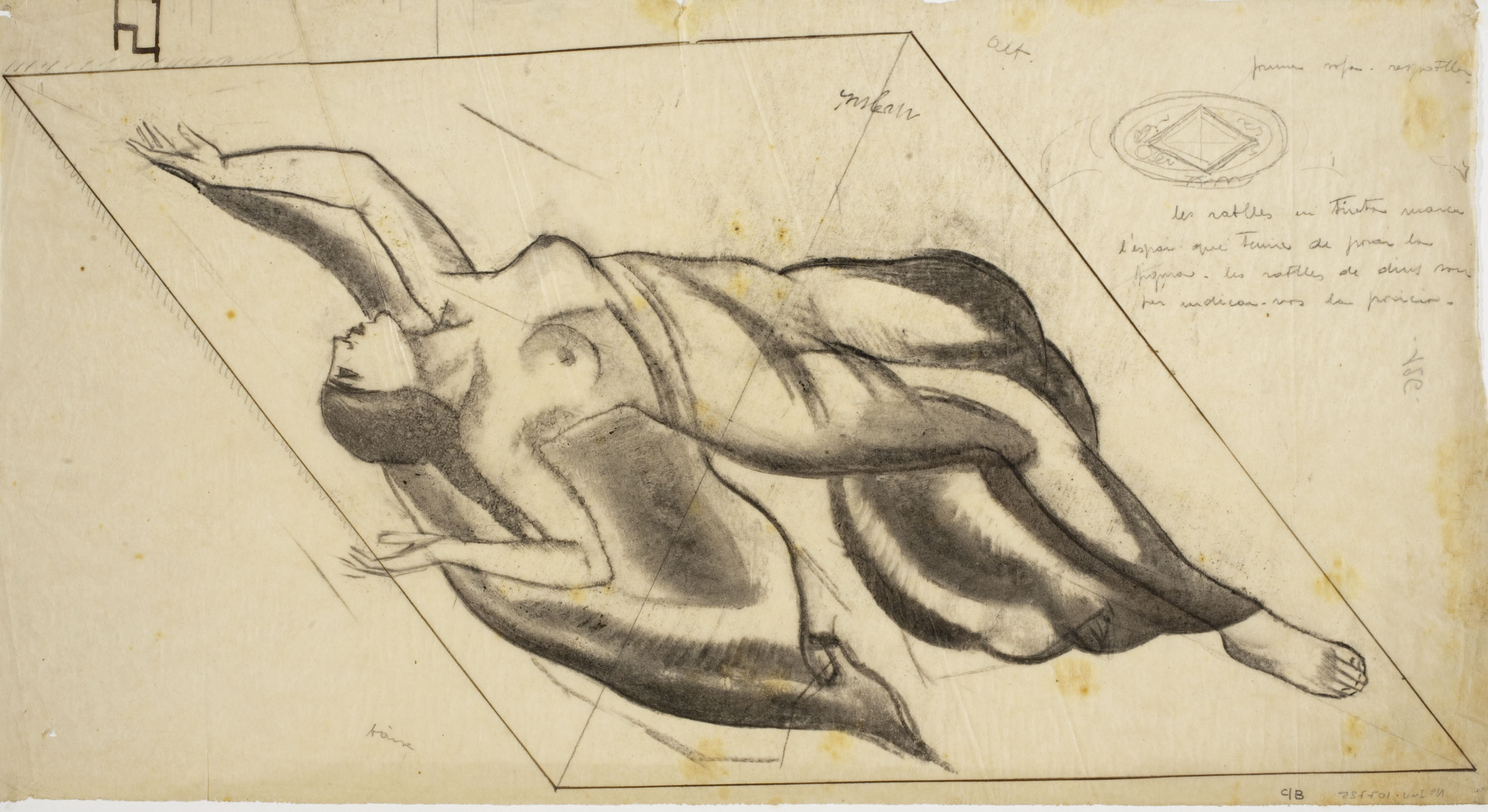image for: Xavier Nogués - Dona inscrita dins d&#039;un rombe. Estudi preparatori per a la decoració mural del despatx de l&#039;alcalde a la Casa de la Ciutat de Barcelona - Cap a 1929-1933