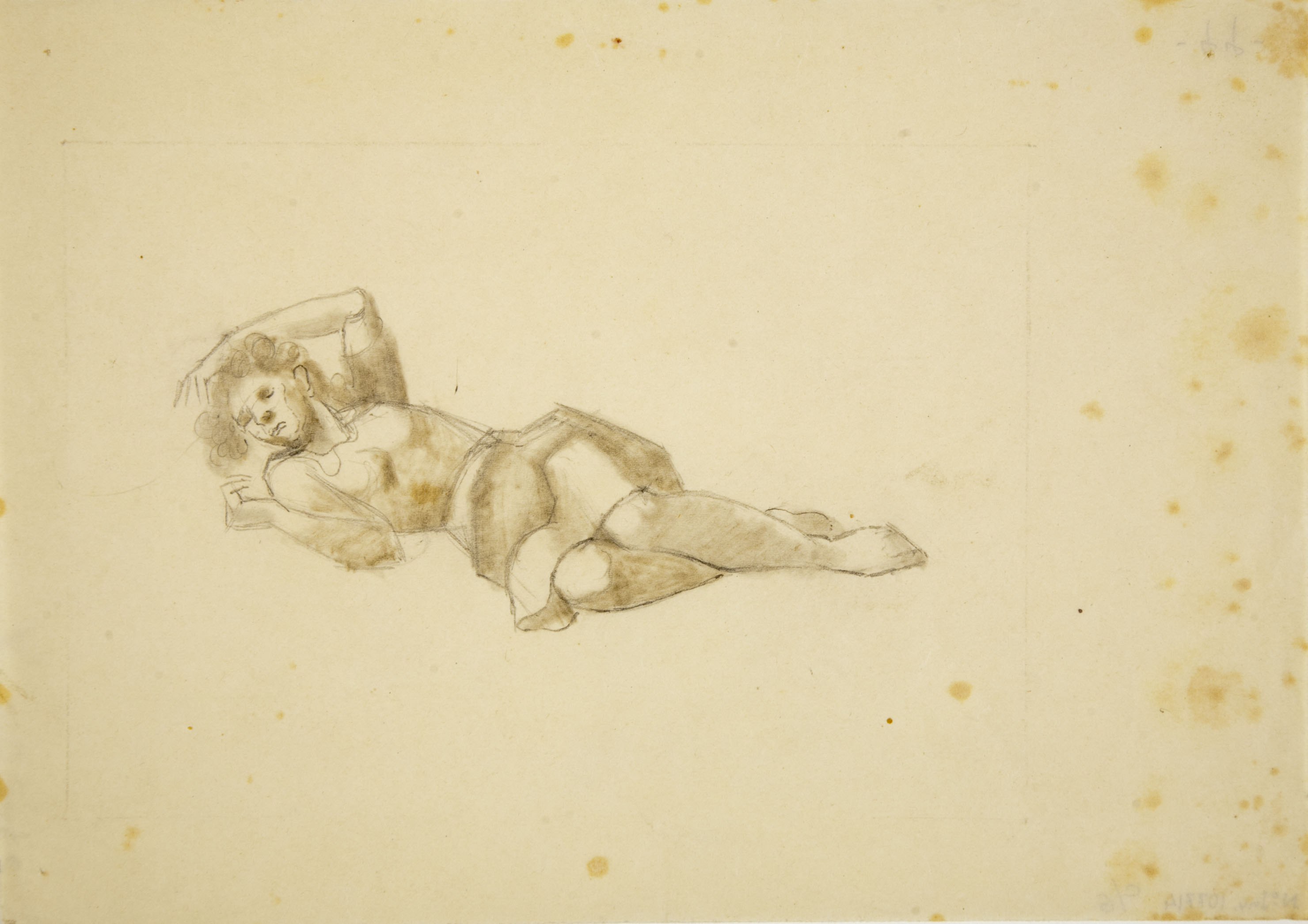 image for: Xavier Nogués - Dona adormida. Estudi preparatori per al gravat «Cavallers i dona dormint (Admiració)» - Cap a 1940