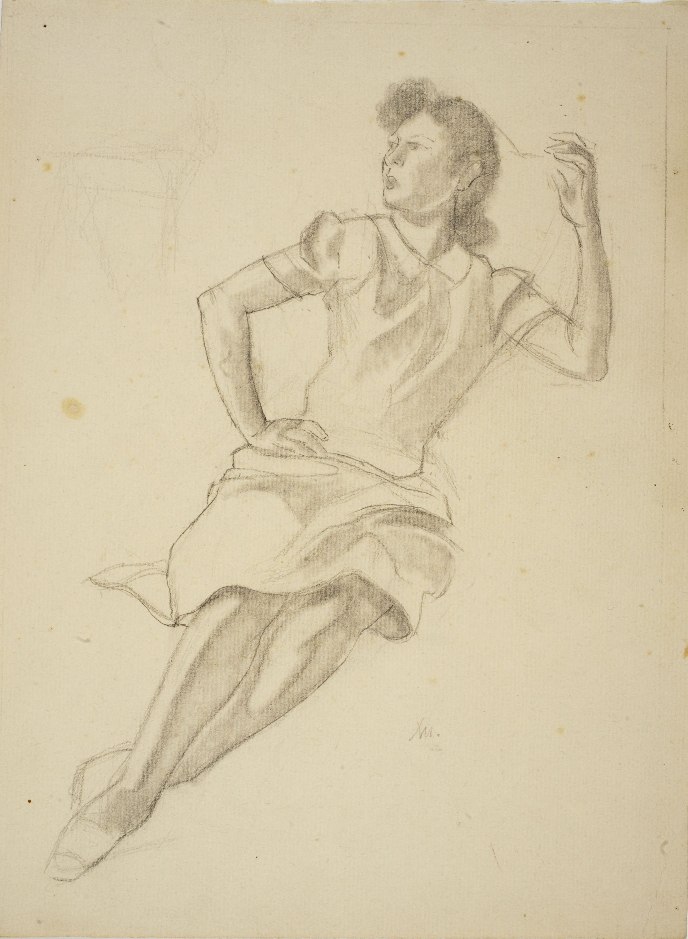 image for: Xavier Nogués - Dona reclinada. Estudi preparatori per a l'oli «La cobla» - Cap a 1940