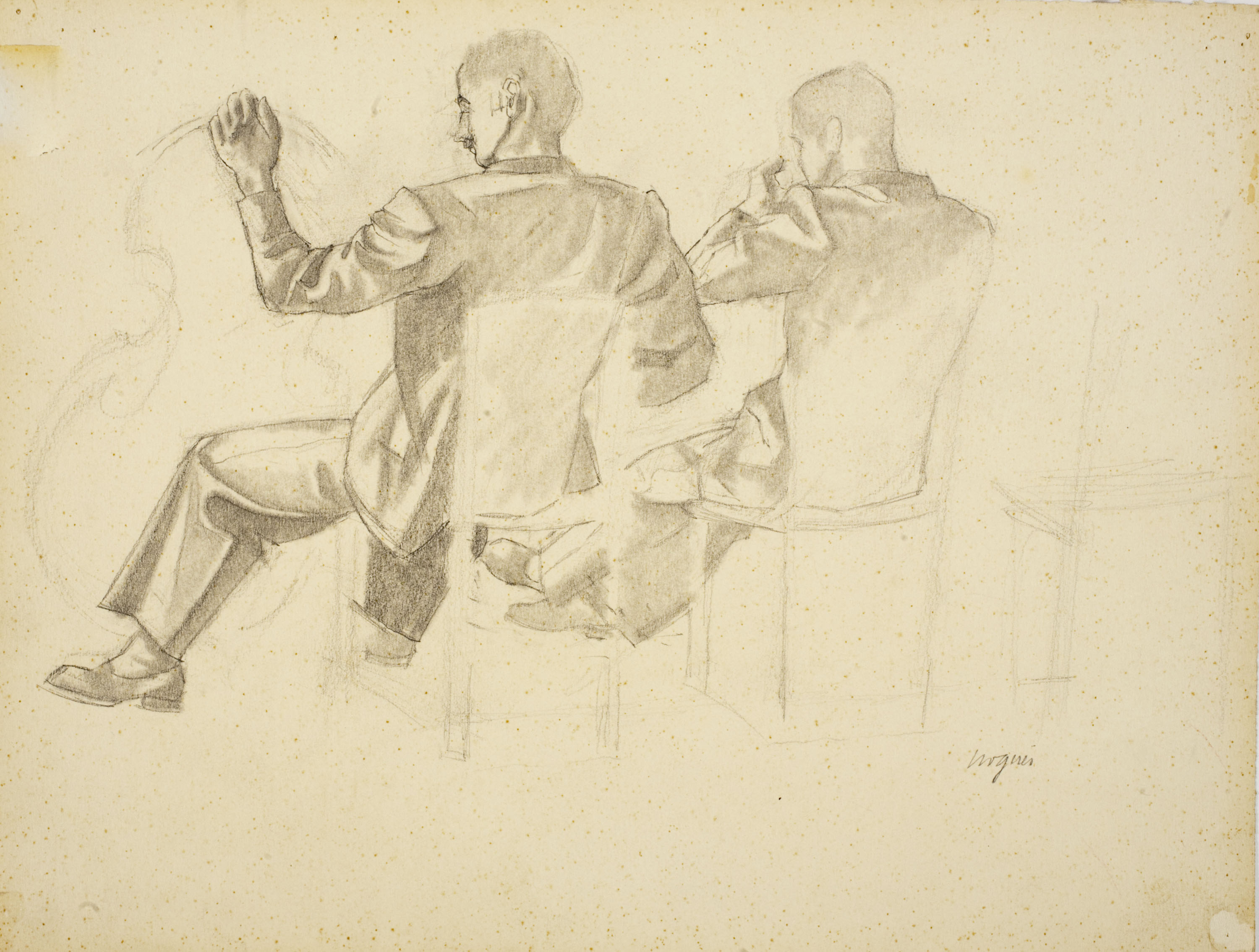image for: Xavier Nogués - Dos músics asseguts. Estudi preparatori per a l&#039;oli «La cobla» - Cap a 1940