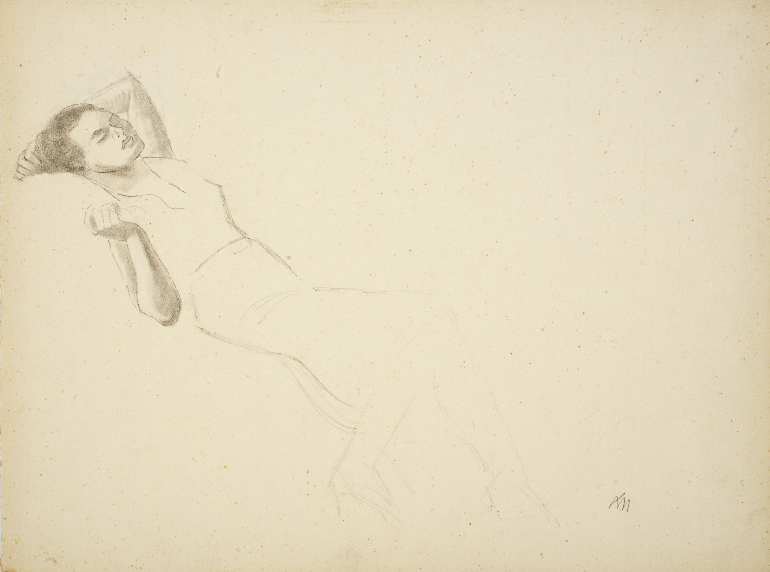 image for: Xavier Nogués - Noia ajaguda dormint. Estudi preparatori per a l&#039;oli «Noies» - Cap a 1938