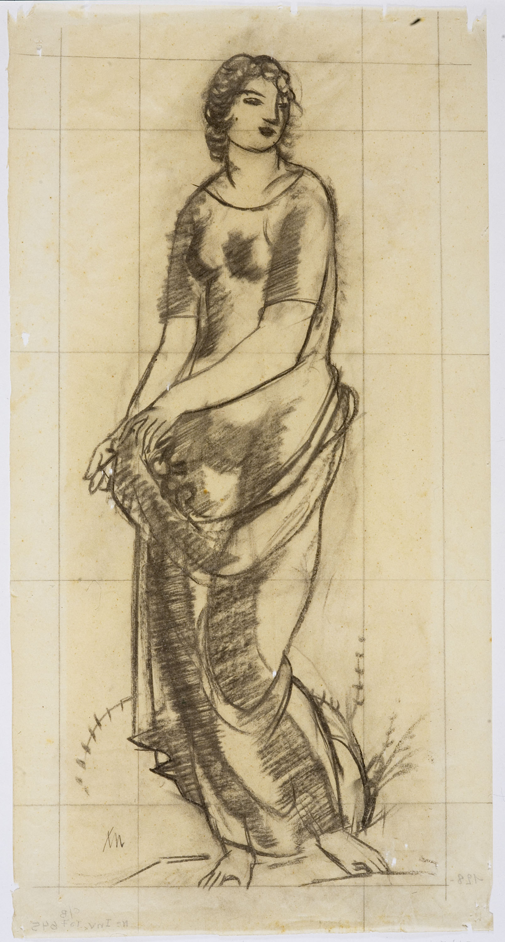 image for: Xavier Nogués - Dona dempeus. Estudi preparatori per a les rajoles del restaurant Can Culleretes de Barcelona - 1922