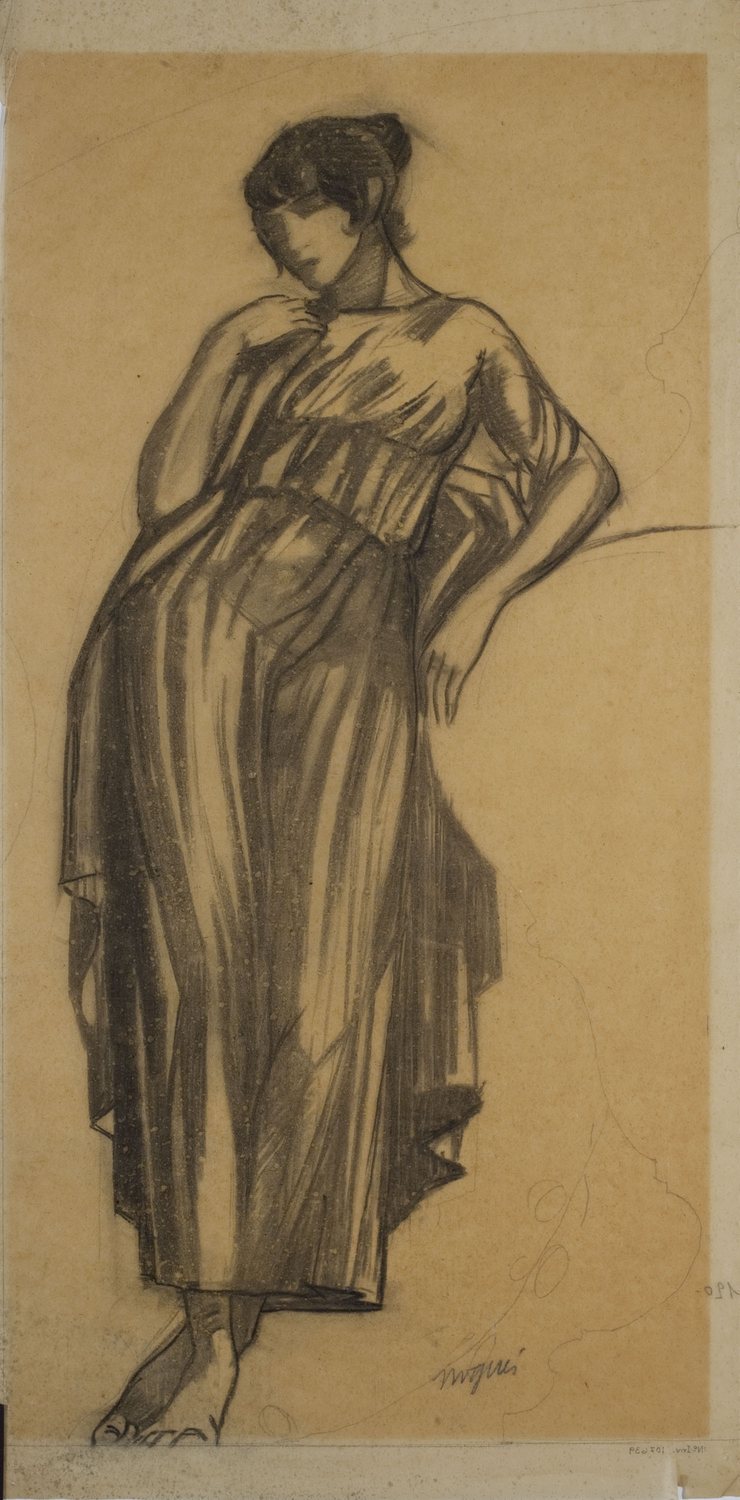 image for: Xavier Nogués - Dona dempeus. Estudi preparatori per a la decoració mural del saló de la casa Plandiura, Barcelona - 1916-1926