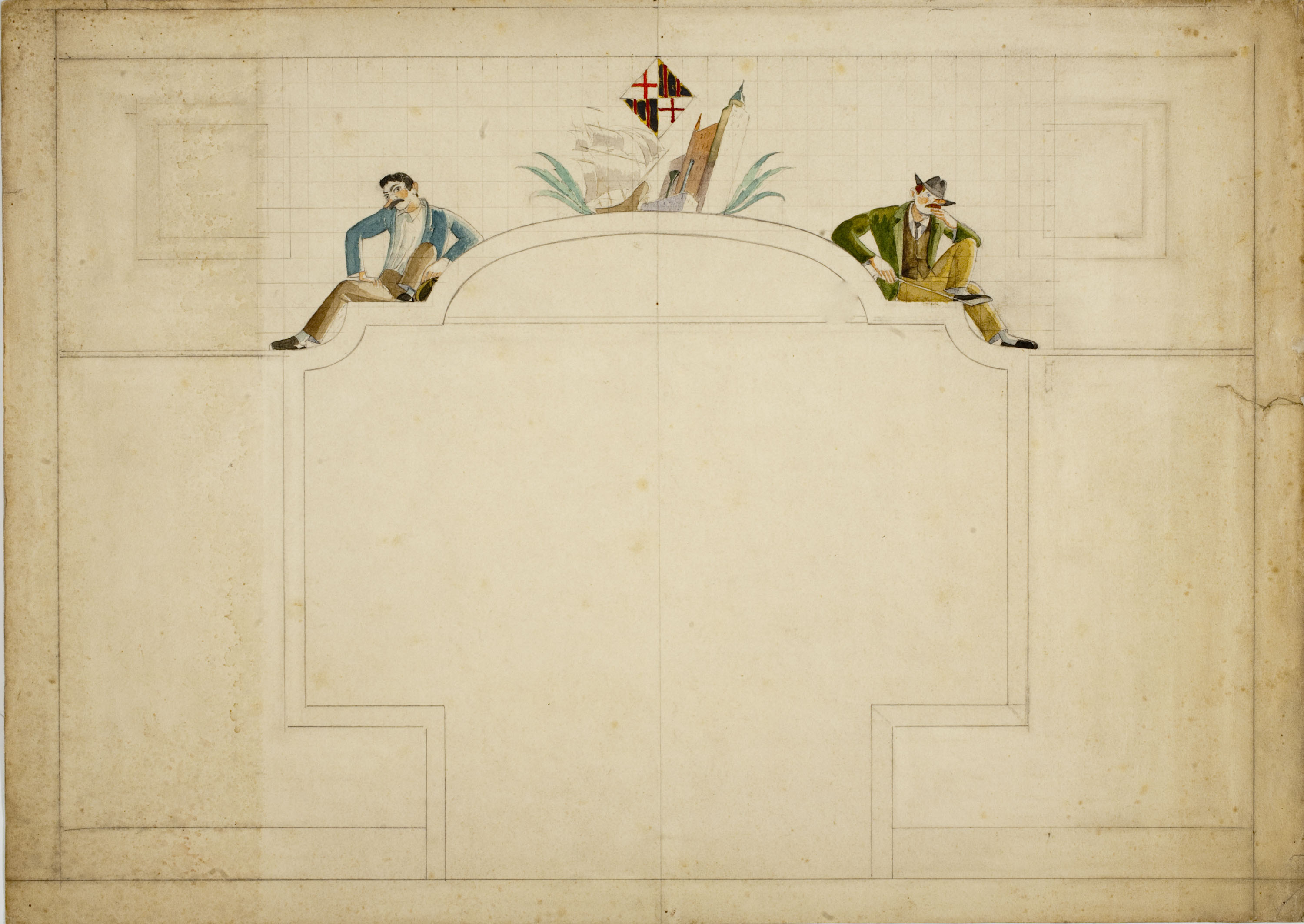 image for: Xavier Nogués - Finestral. Estudi preparatori per a la decoració mural del menjador de la casa de Ricard Crespo - Cap a 1927